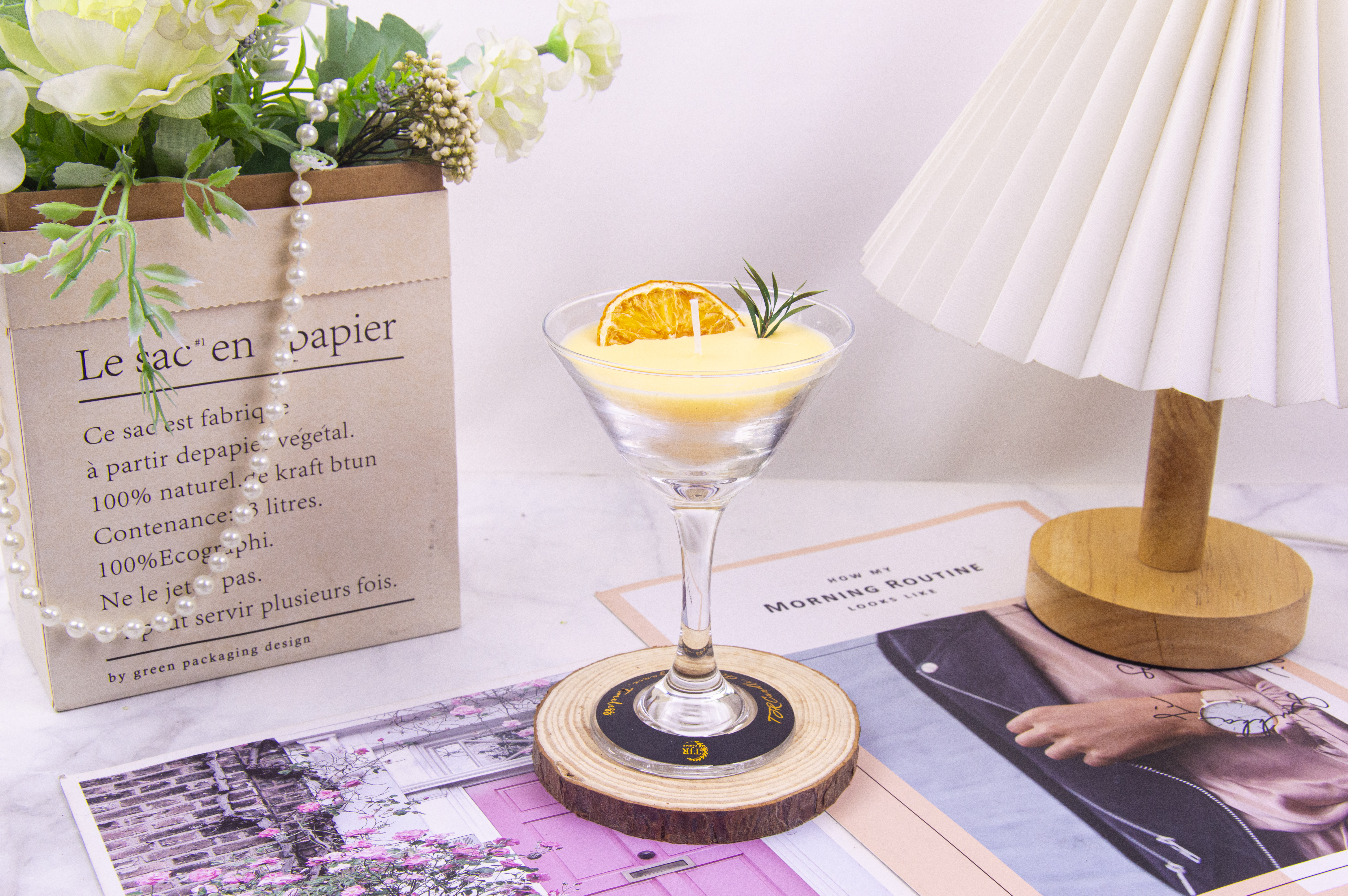 Sweet Orange Elegant Martini Glass