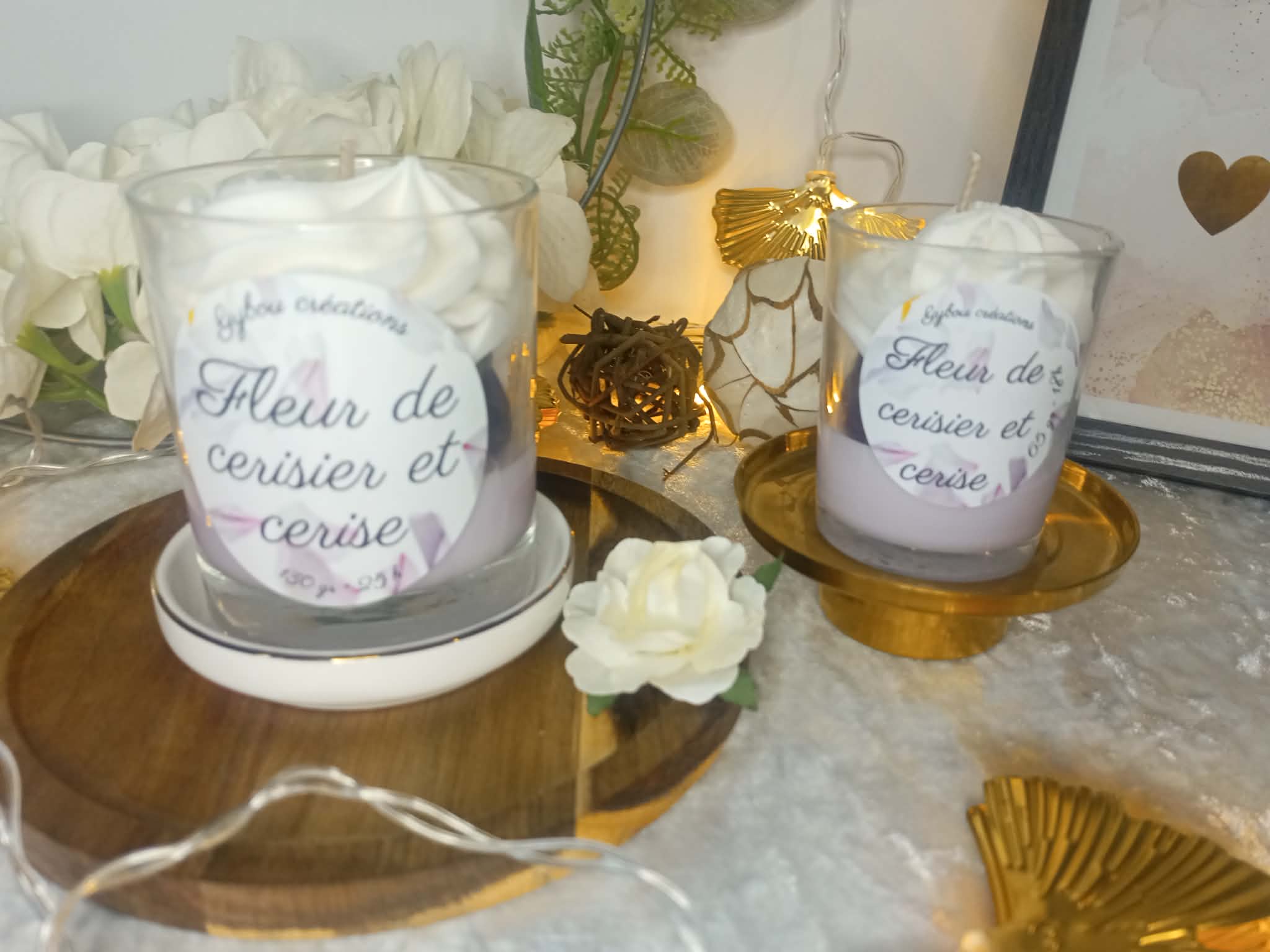 Bougie fleur de cerisier et cerise noire