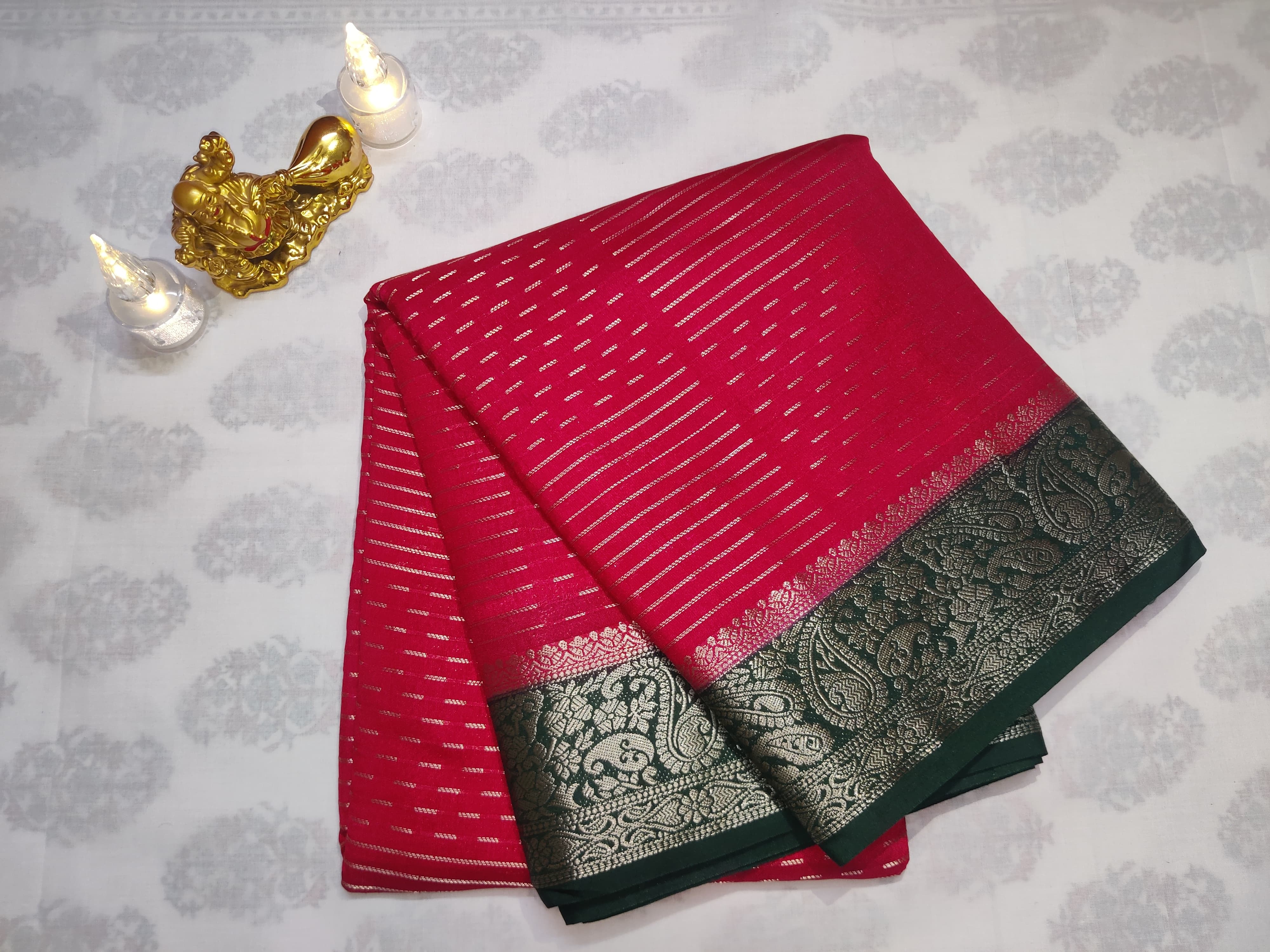 Traditional Red Cadbury Saree