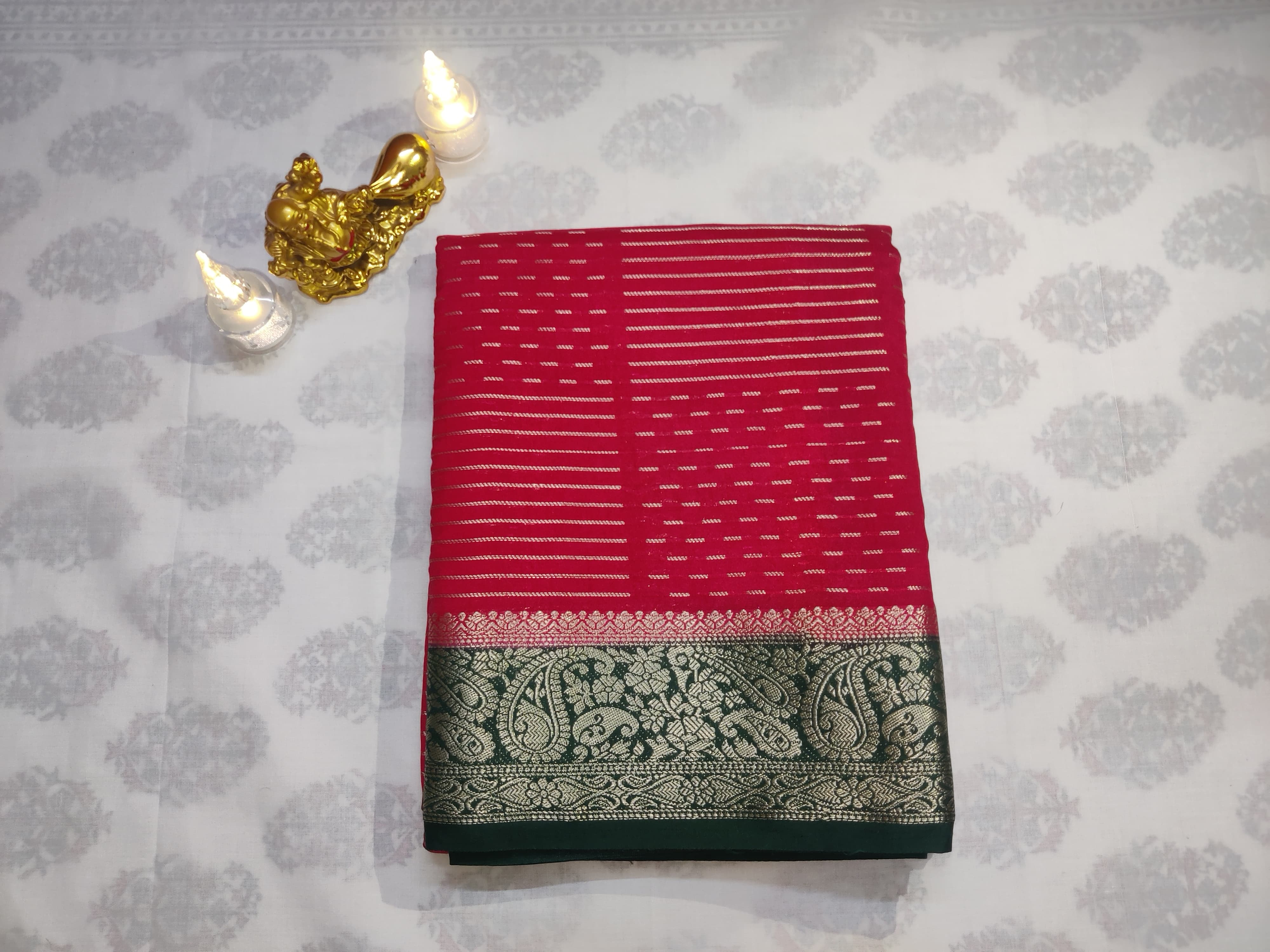 Traditional Red Cadbury Saree