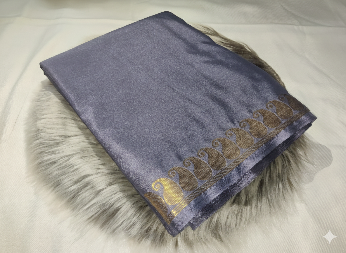 Mango Design - Slate Gray Semi Crepe Silk.