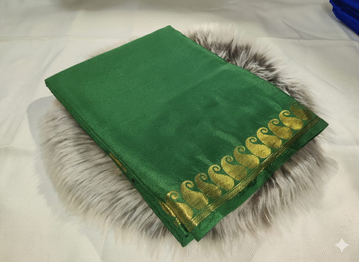 Mango Design - Green Semi Crepe Silk.