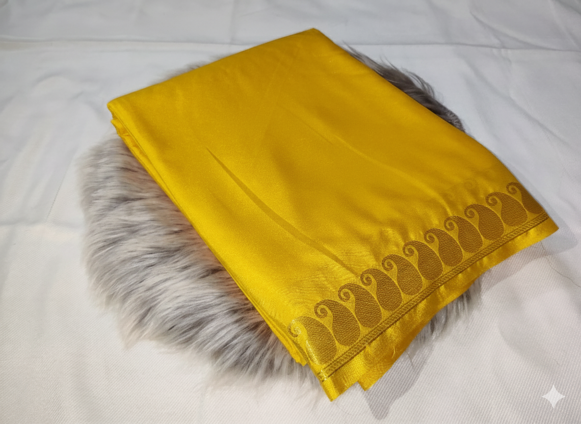 Mango Design - Golden Semi Crepe Silk.
