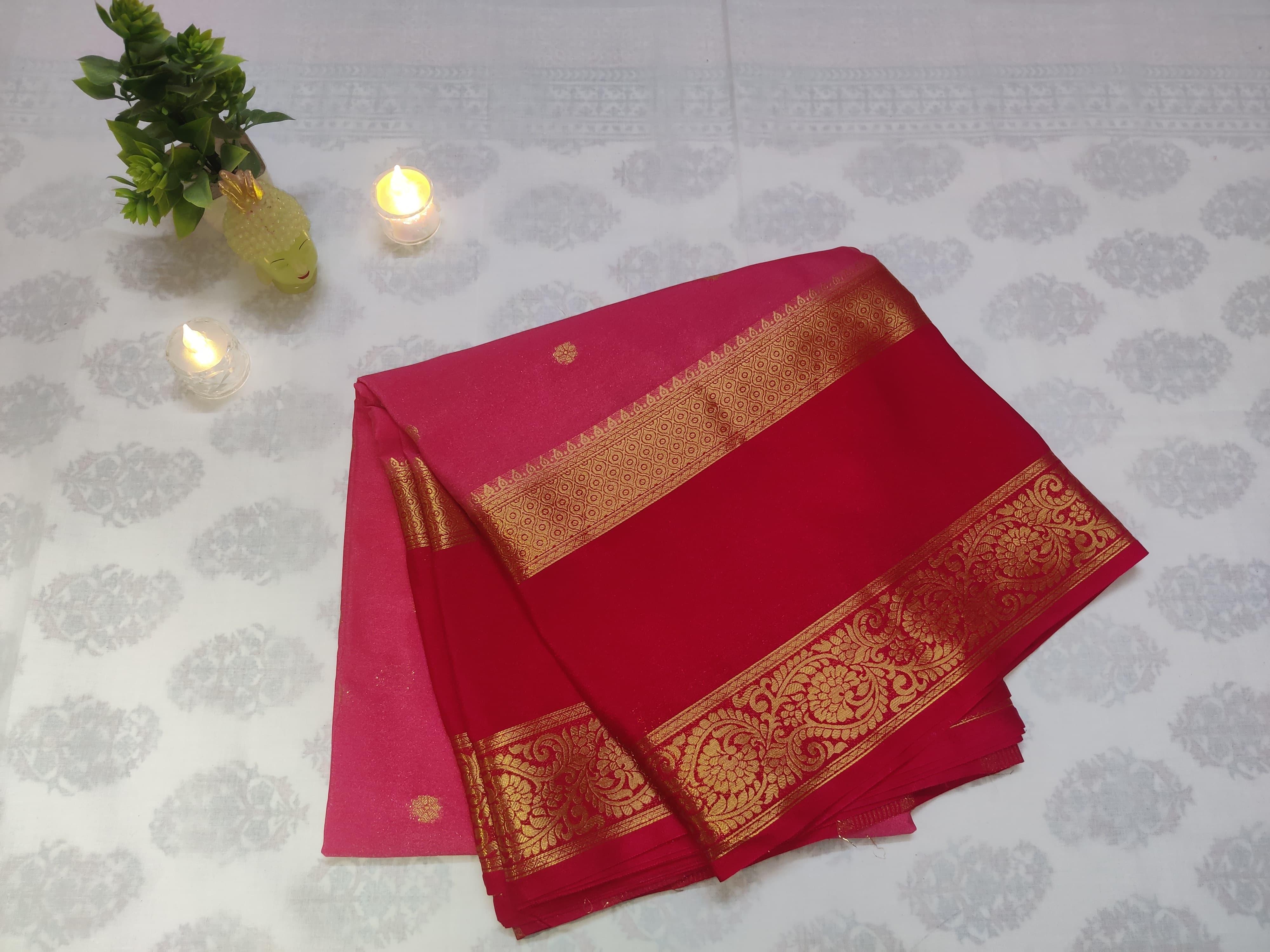 Traditional Red Border Semi Crepe - ⭐ ANCHOR ANUSHREE Saree ⭐️