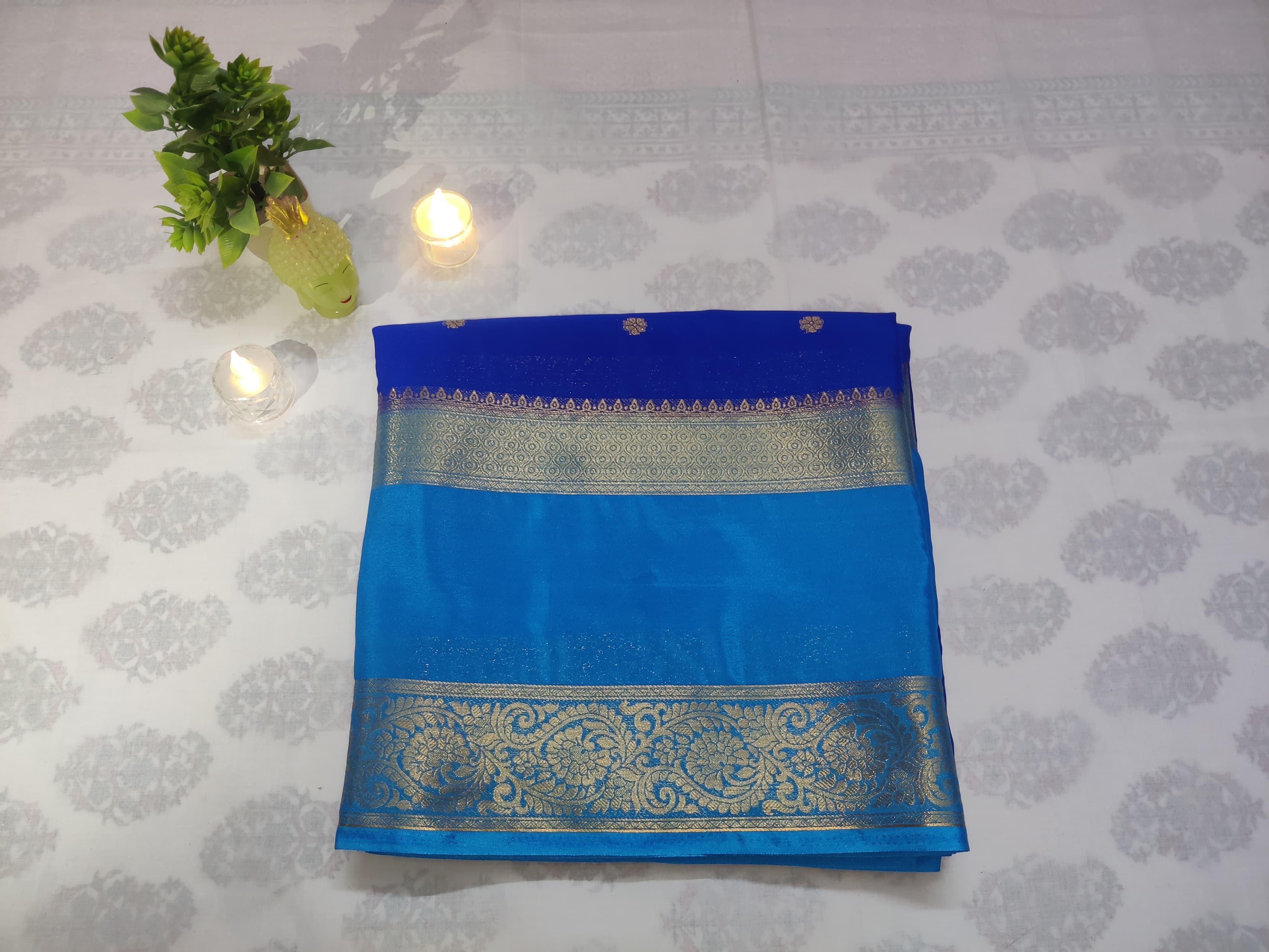 Royal Blue Semi Crepe - ⭐ ANCHOR ANUSHREE Saree ⭐️