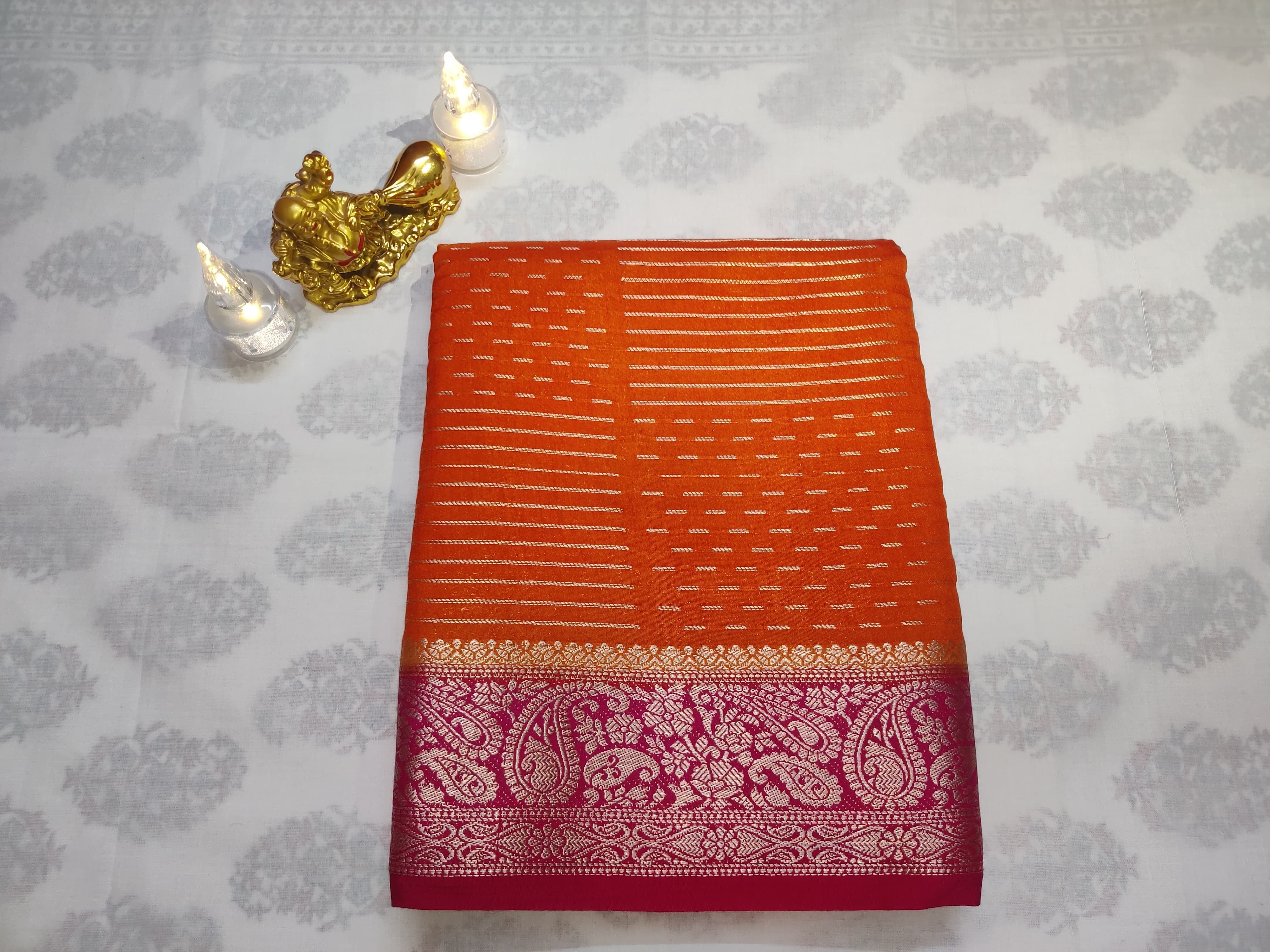 Traditional Orange Cadbury Saree