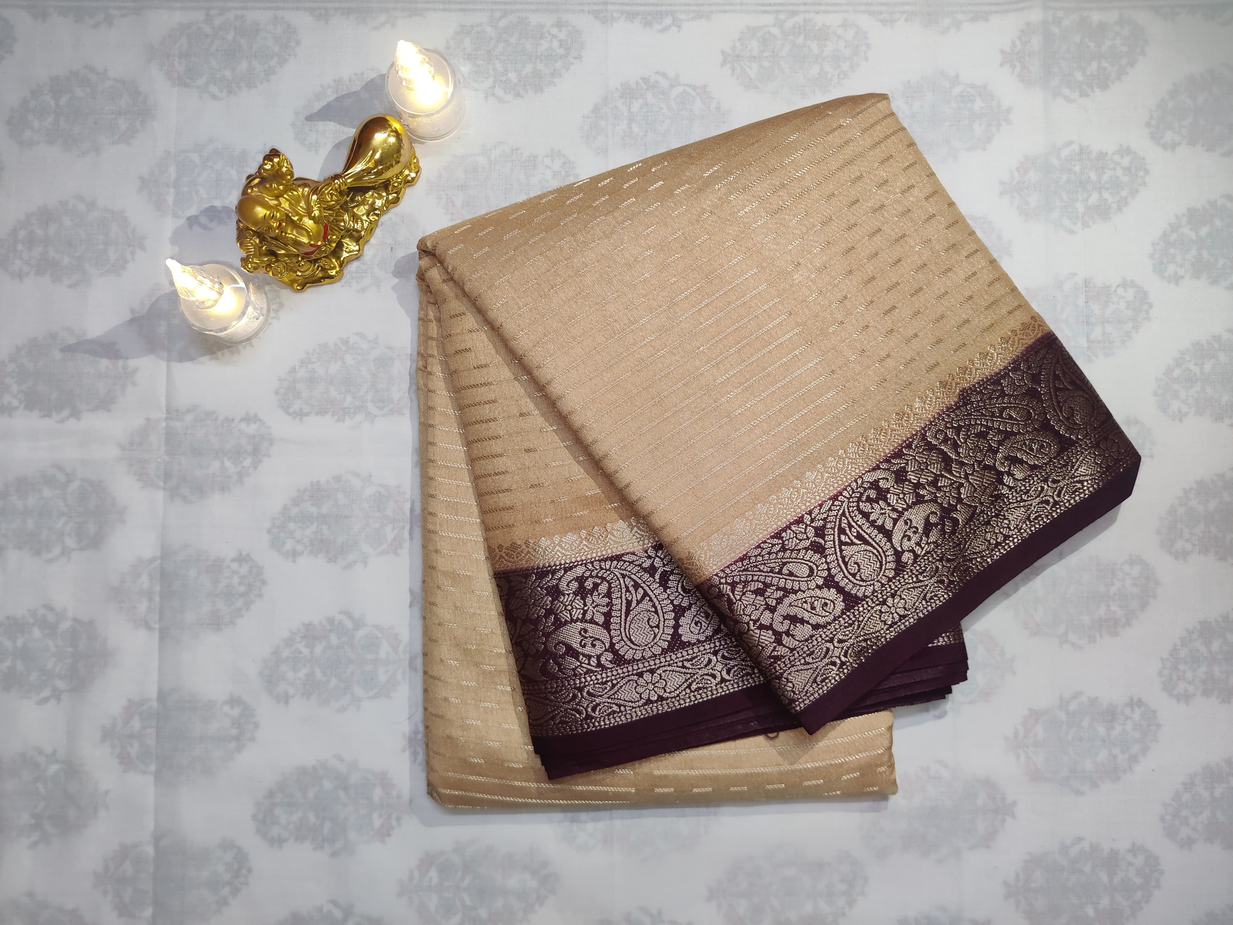 Elegant Beige Cadbury Saree