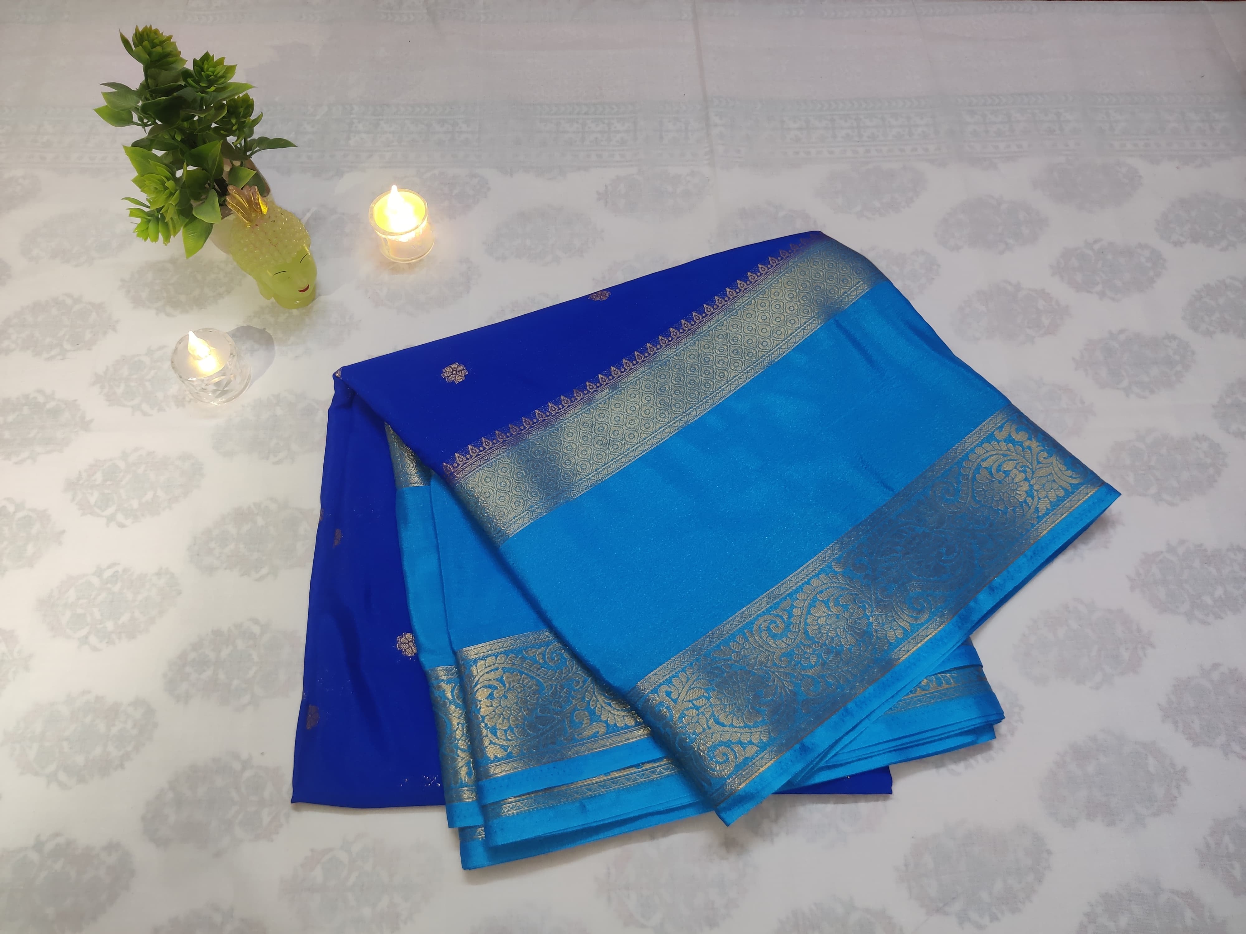 Royal Blue Semi Crepe - ⭐ ANCHOR ANUSHREE Saree ⭐️
