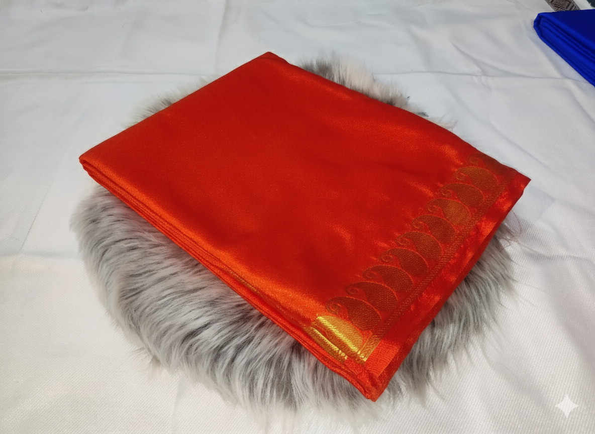 Mango Design - Red Semi Crepe Silk.