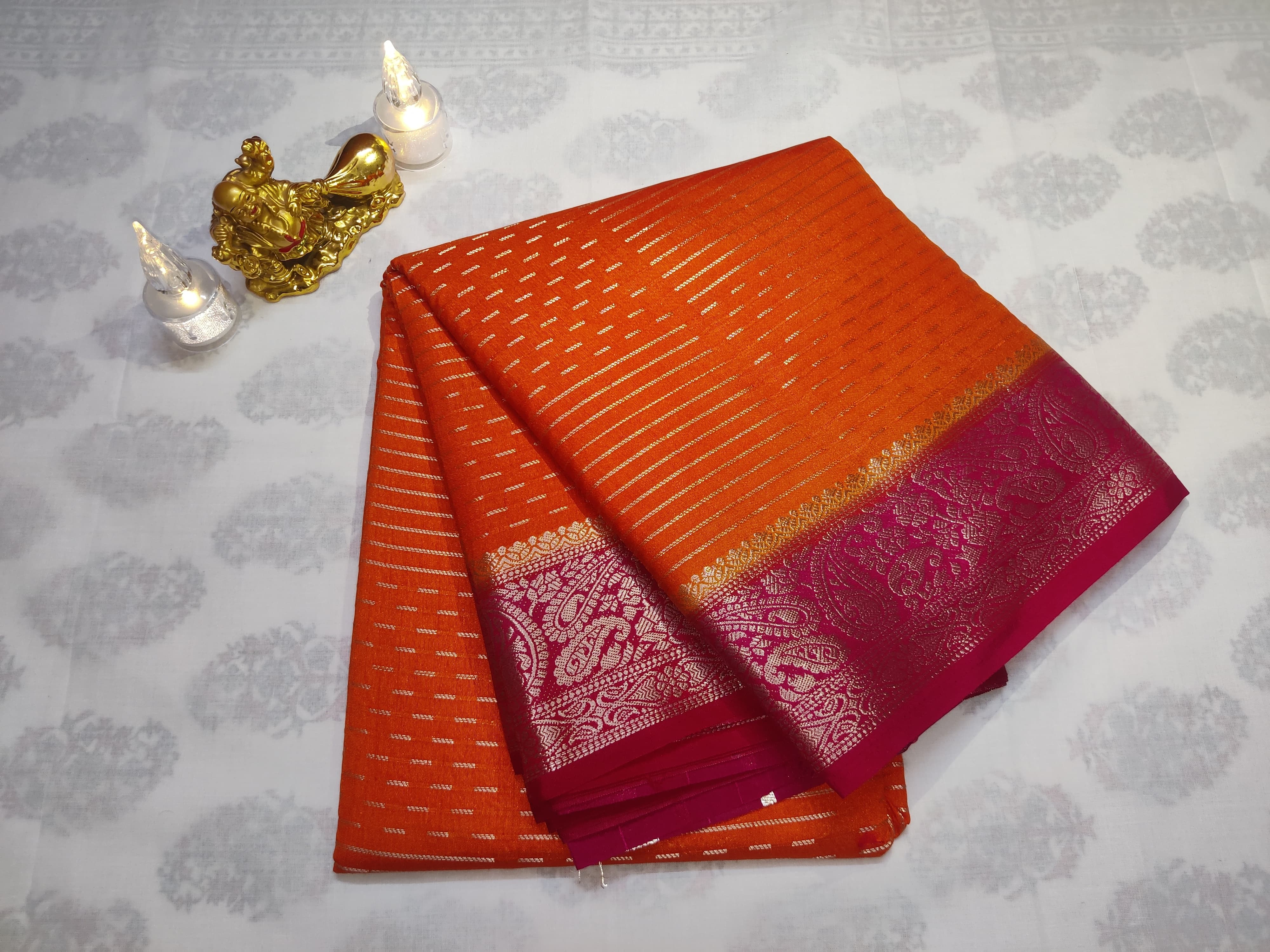 Traditional Orange Cadbury Saree