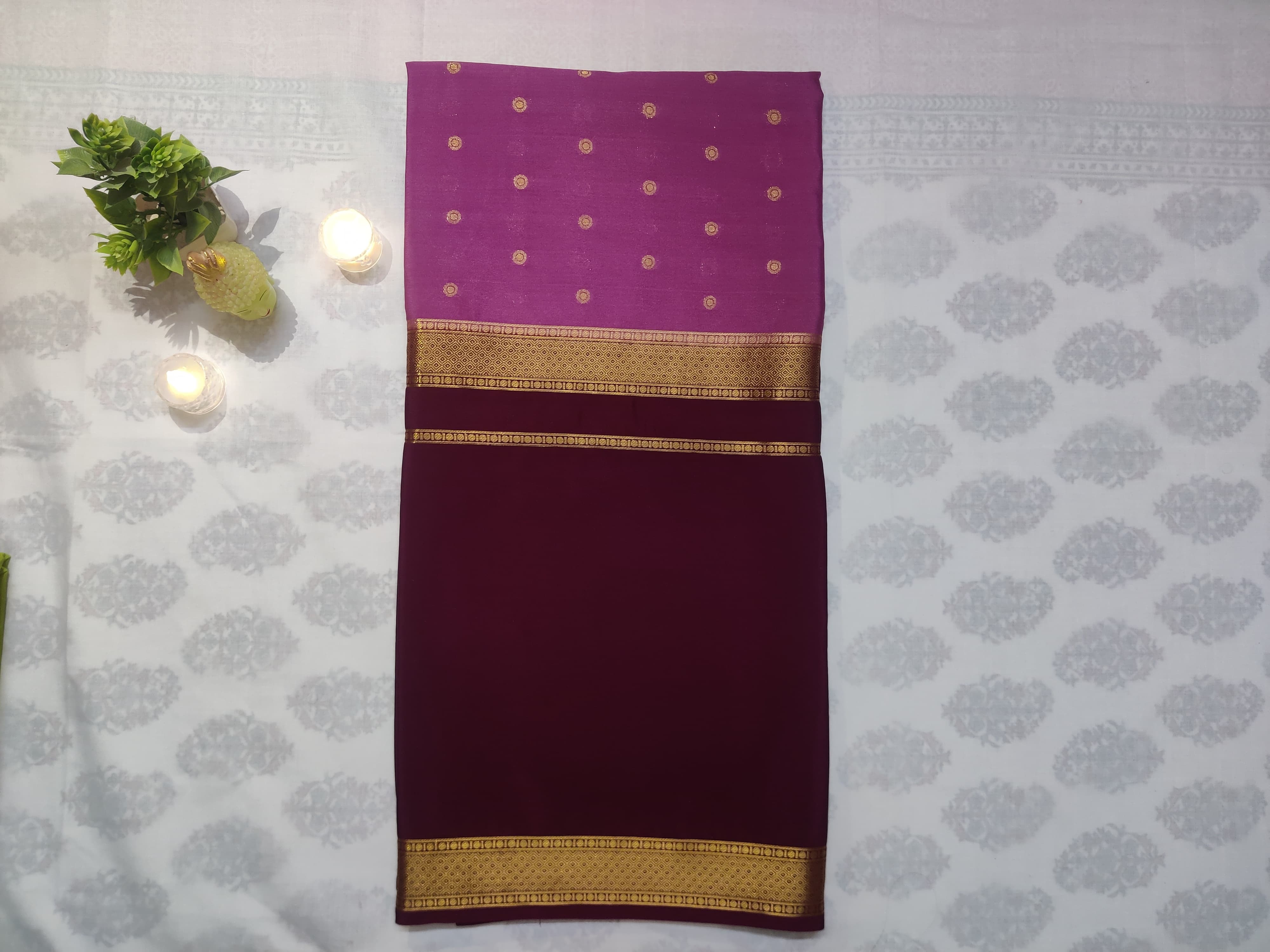 Purple and Maroon Biggest Border with Colour Combination Saree