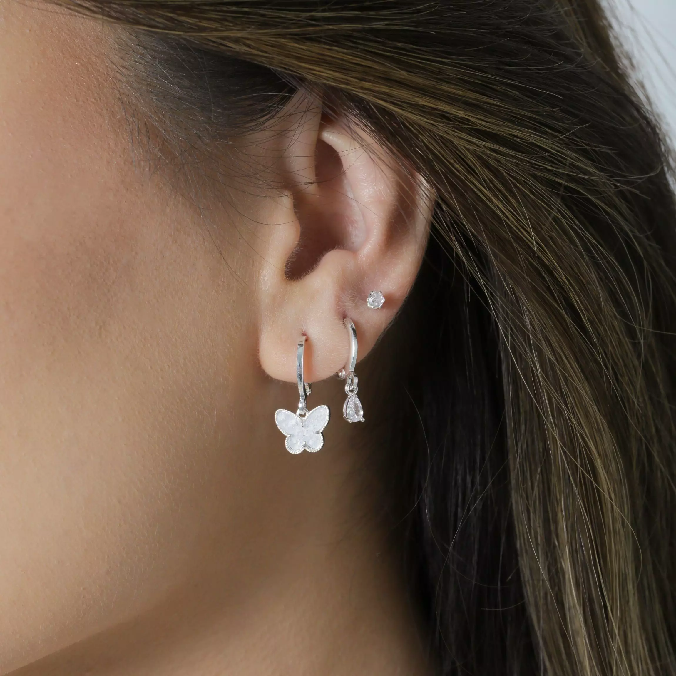 Argola Borboleta Madrepérola