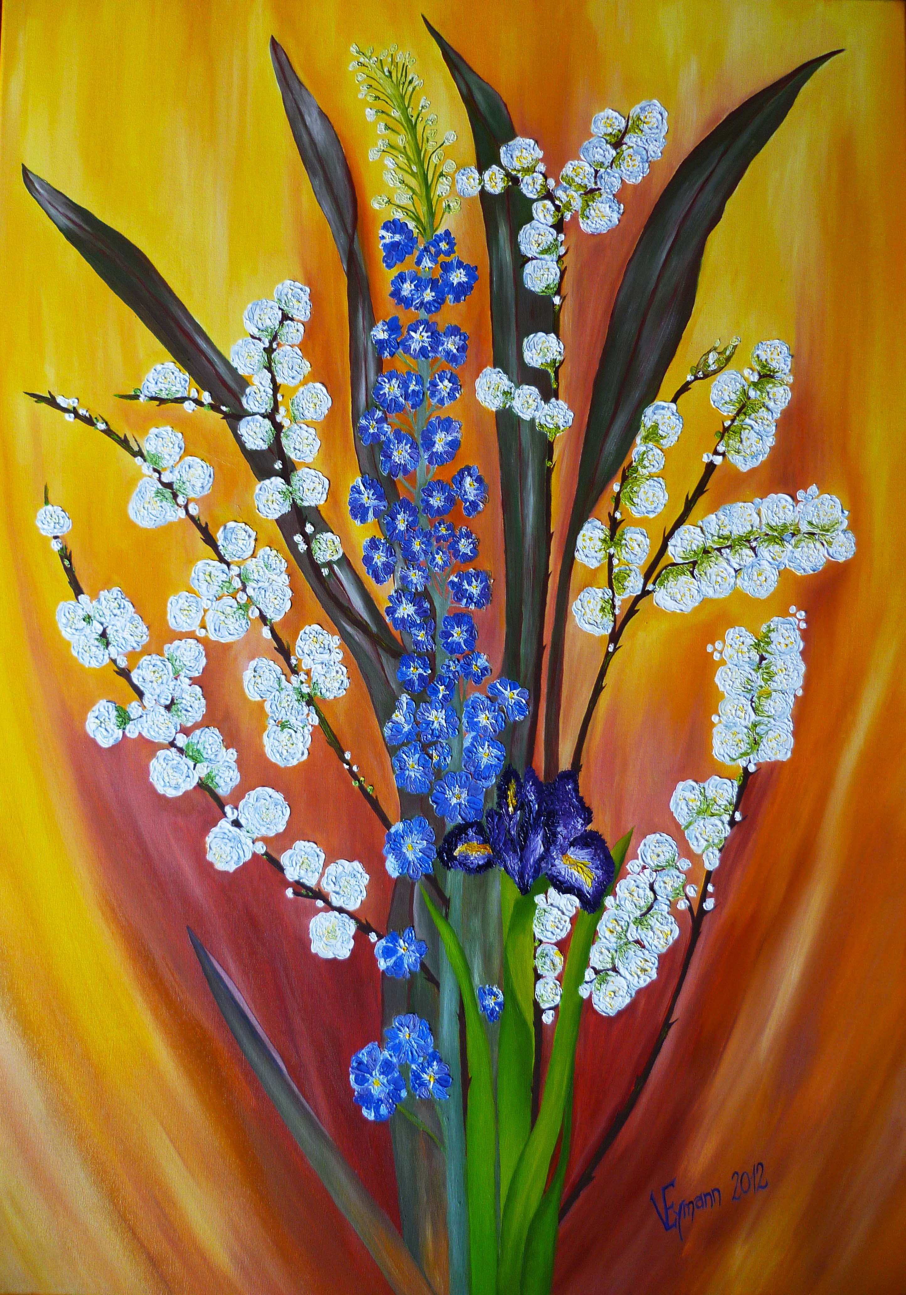 Entre varas y flores. Oleo sobre lienzo. 70cm x 100cm