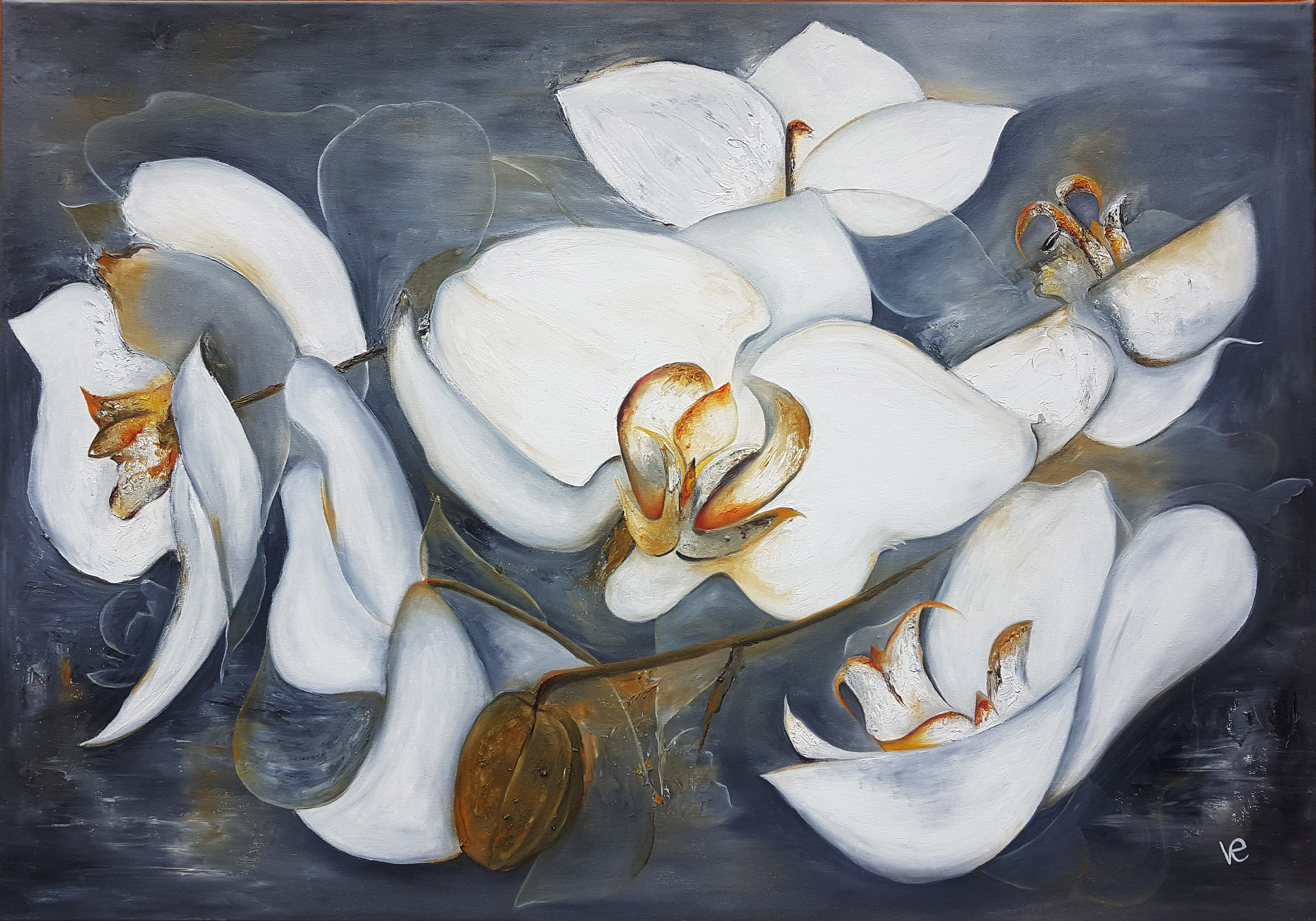 Orquídeas. Oleo sobre lienzo. 70cm x 100cm