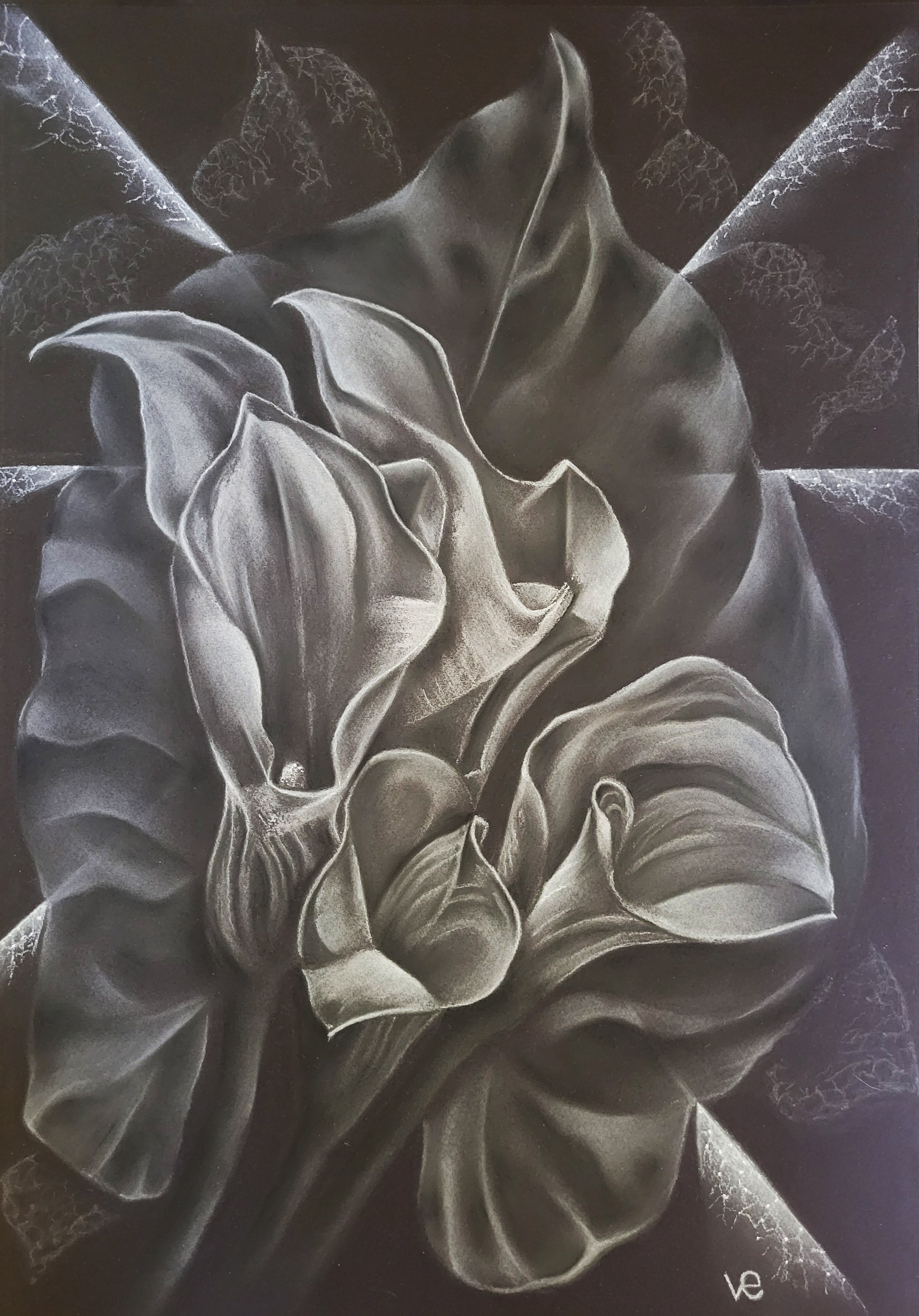 Bianco, nero e grigio. 30cm x 42cm