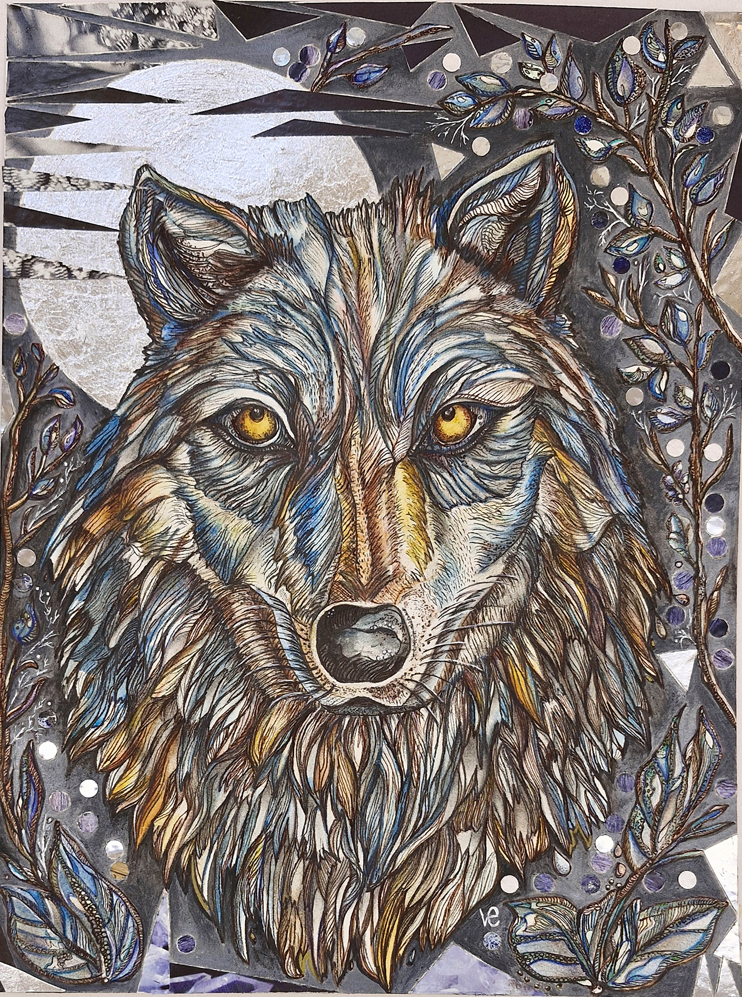 Alpha wolf | técnica mixta en papel acuarelable