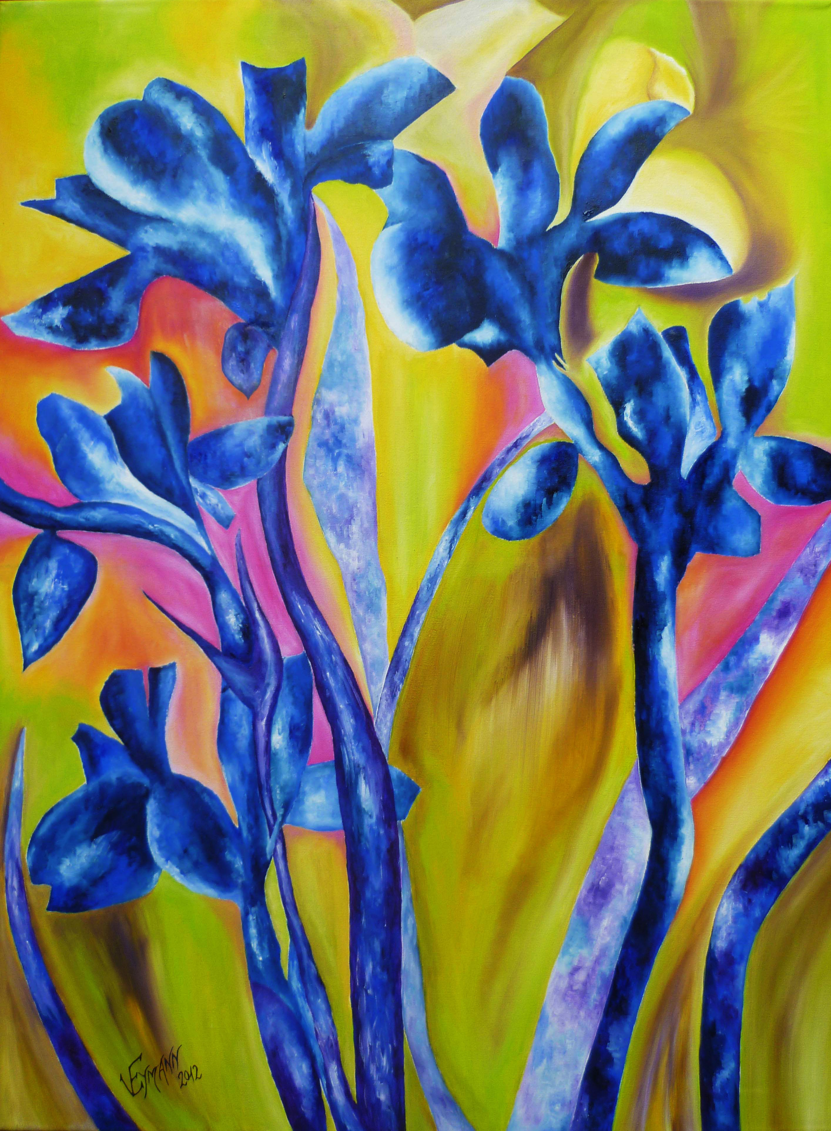 Iris en azules- 60cm x 80cm