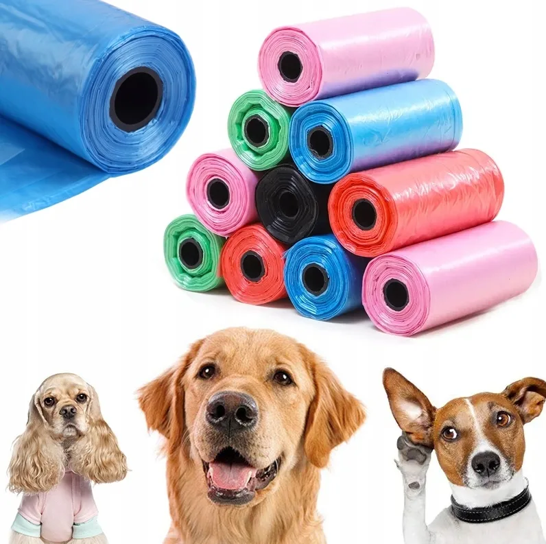 Šunų išmatų maišeliai, 15 vnt., 1 ritinėlis (spalvoti)