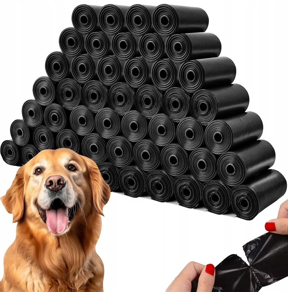 Šunų išmatų maišeliai, 1 ritinėlis, 15 vnt., juodi