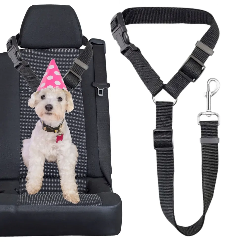 NUXIE® apsauginis automobilio pavadėlis šunims ir katėms, trumpas, tvirtinamas prie galvos atramos, 73 cm