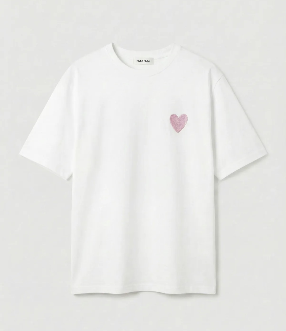 T-shirt blanc cœur rose