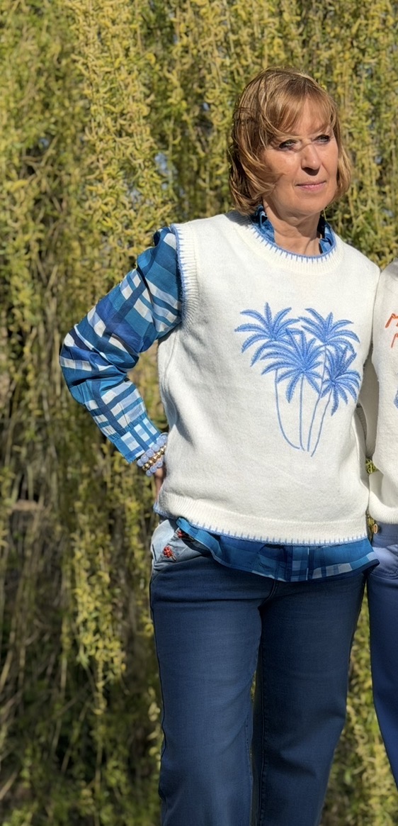 Pull sans manches palmiers