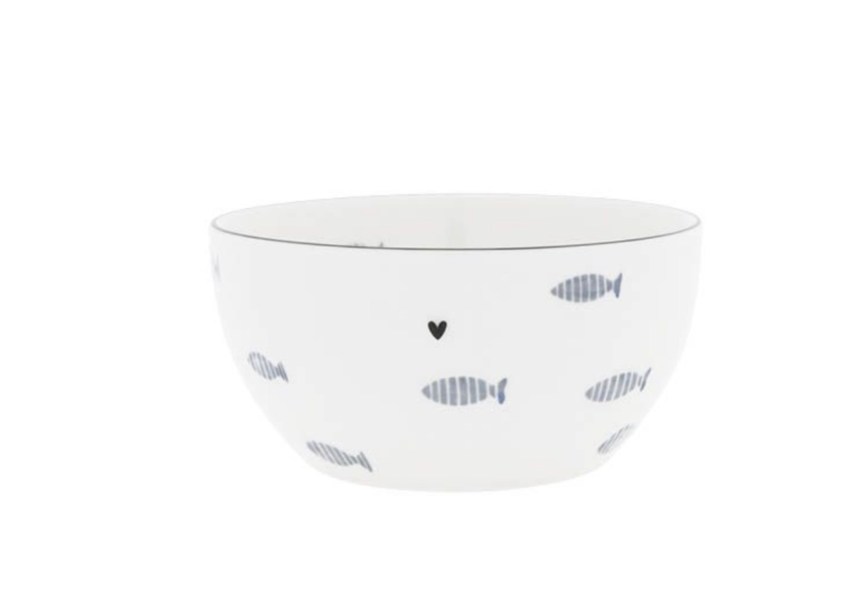 Bol en porcelaine poissons bleus