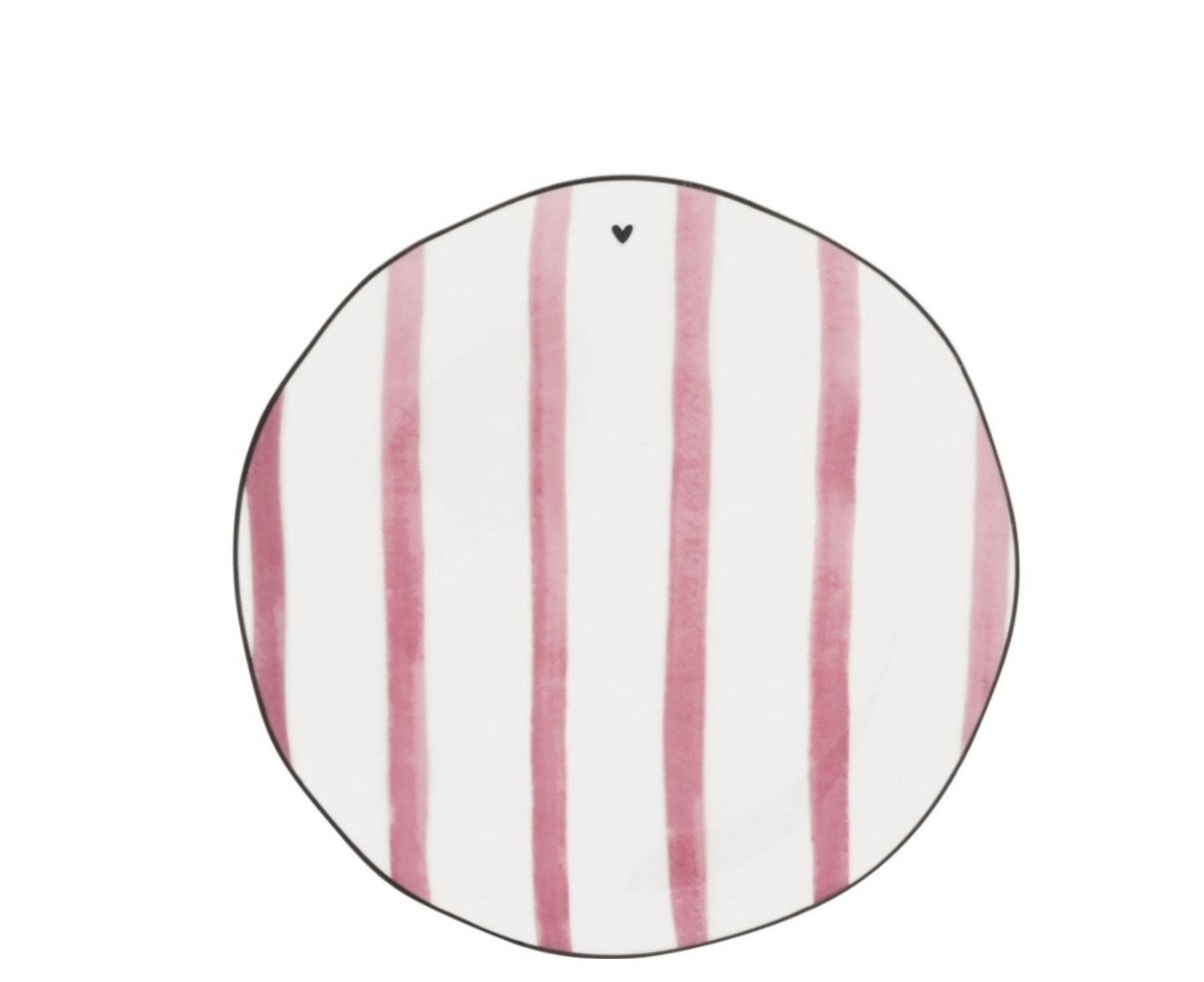 Assiette à rayures roses