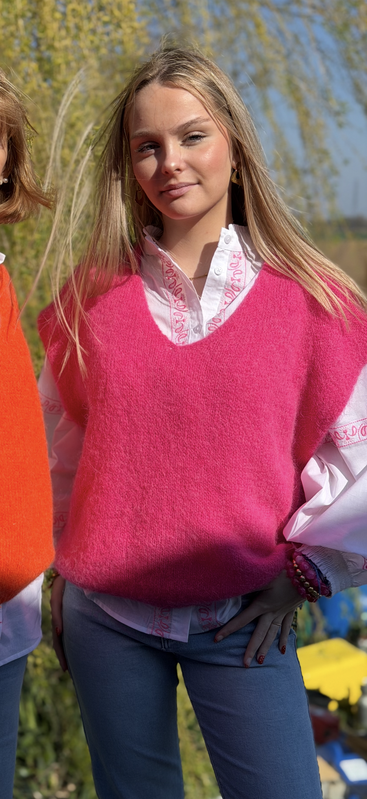 Pull sans manches rose