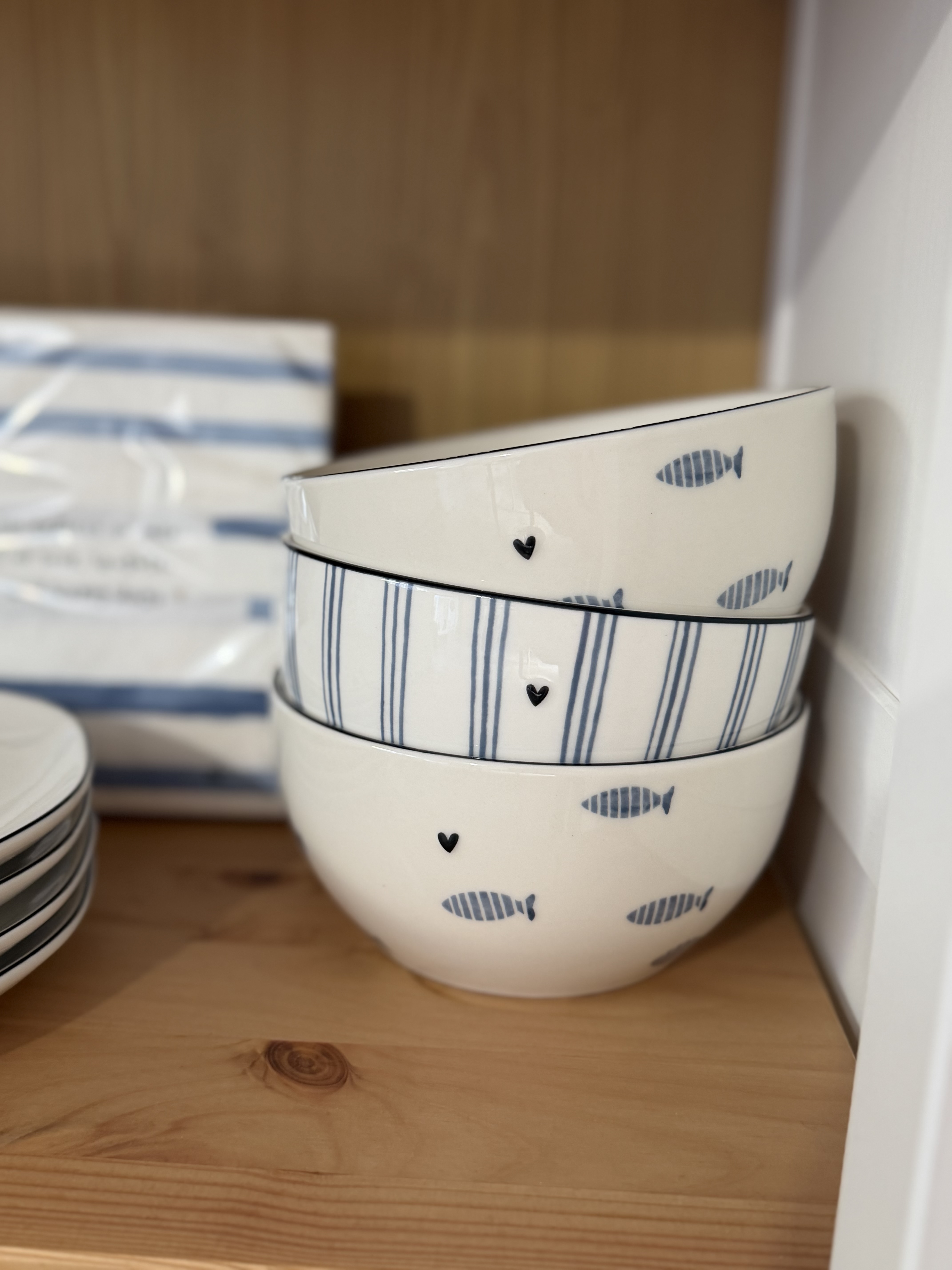 Bol en porcelaine poissons bleus