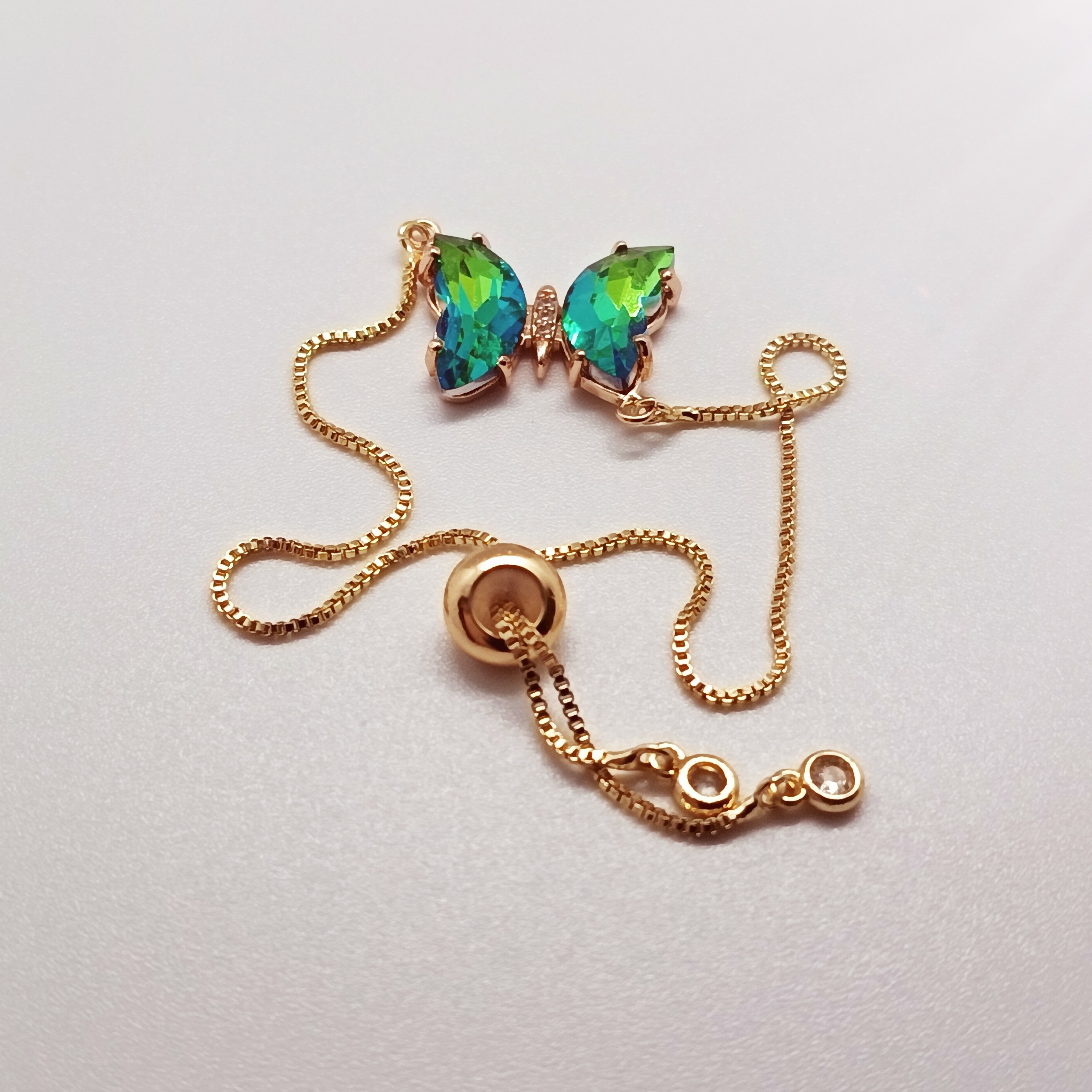Green Butterfly Charm Bracelet