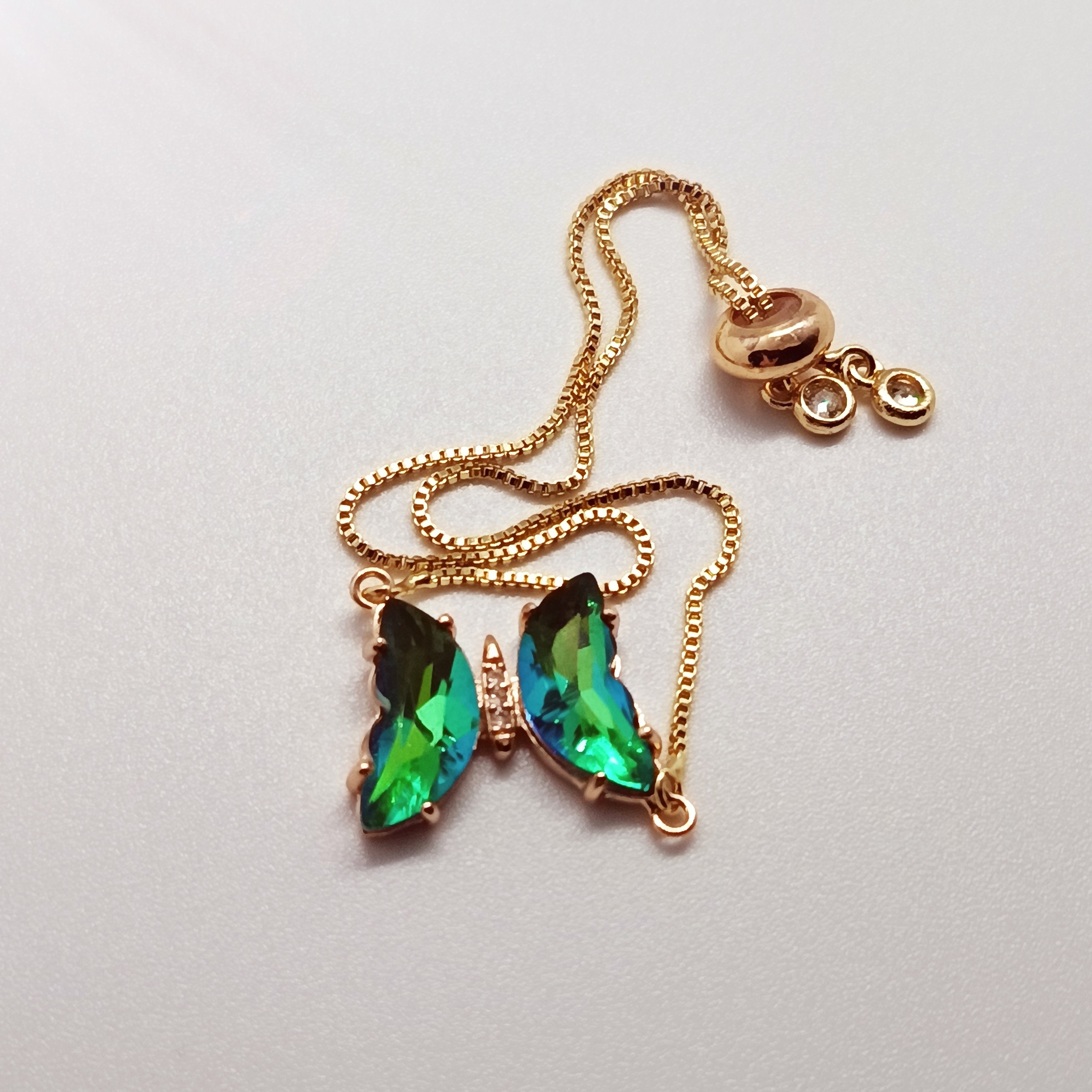 Green Butterfly Charm Bracelet