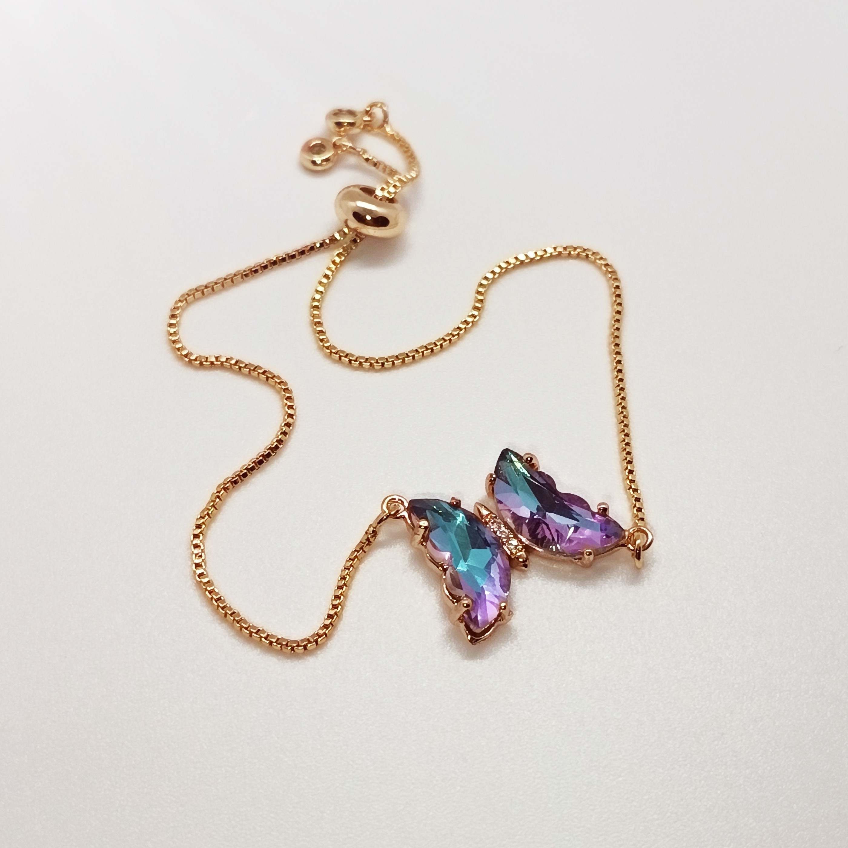 Purple Butterfly Charm Bracelet