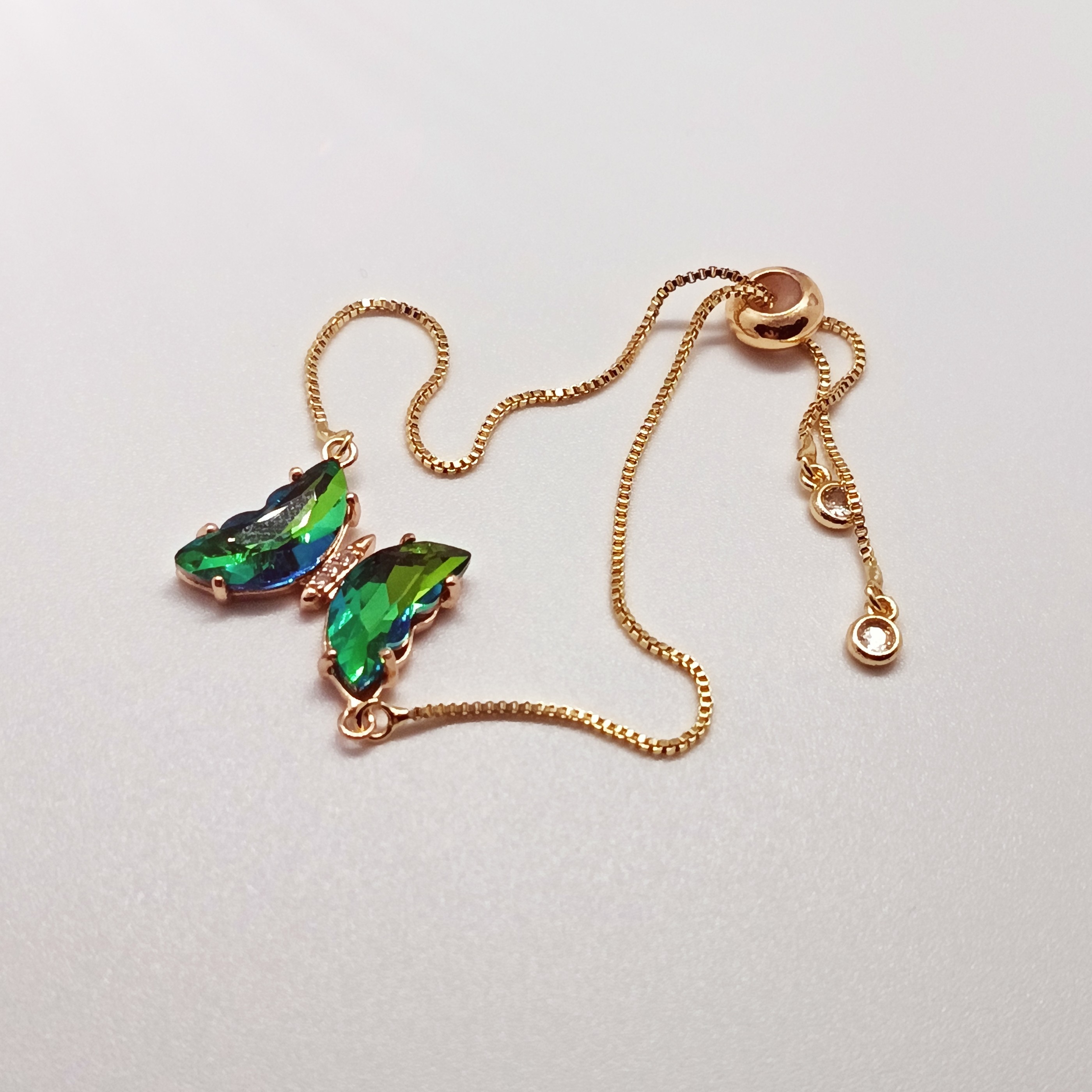 Green Butterfly Charm Bracelet