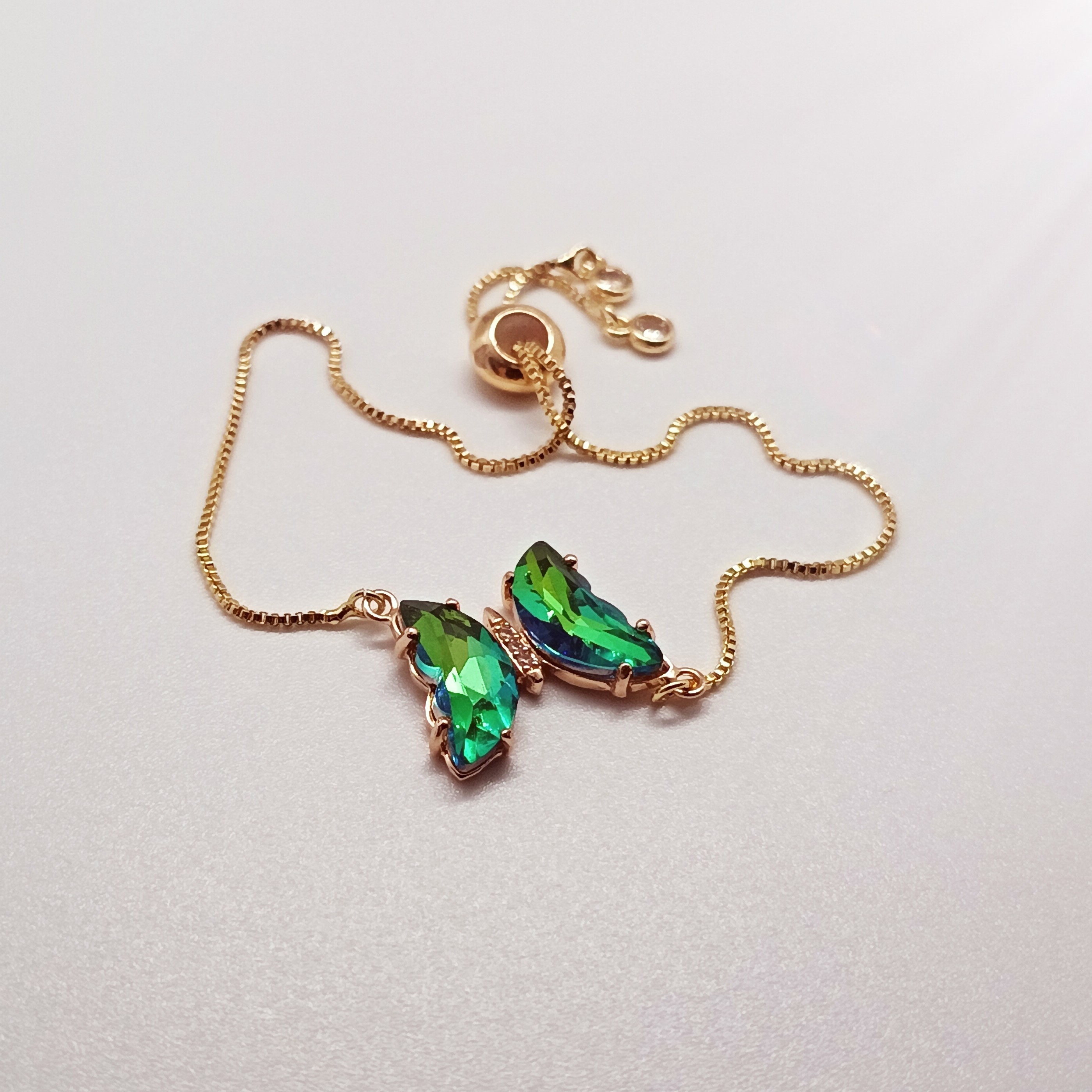 Green Butterfly Charm Bracelet