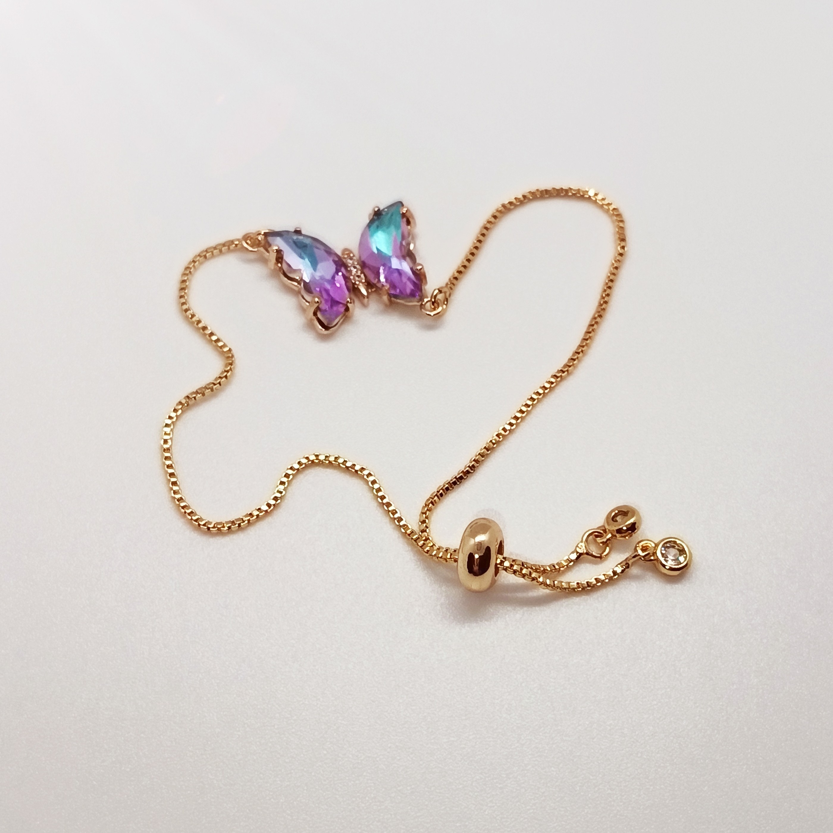 Purple Butterfly Charm Bracelet