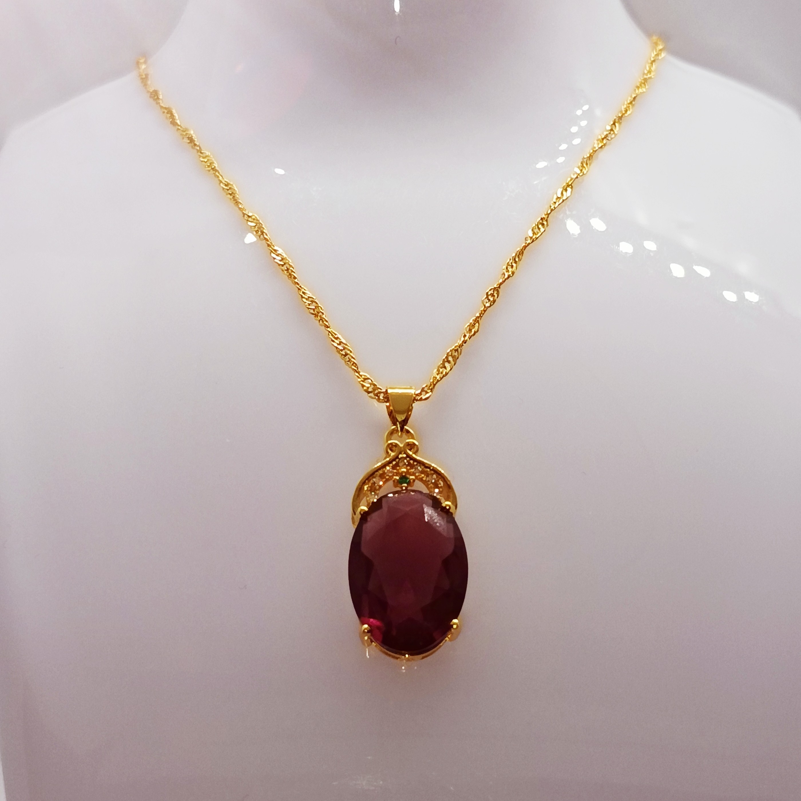 Oval Cubic Zirconia Amethyst Purple Necklace