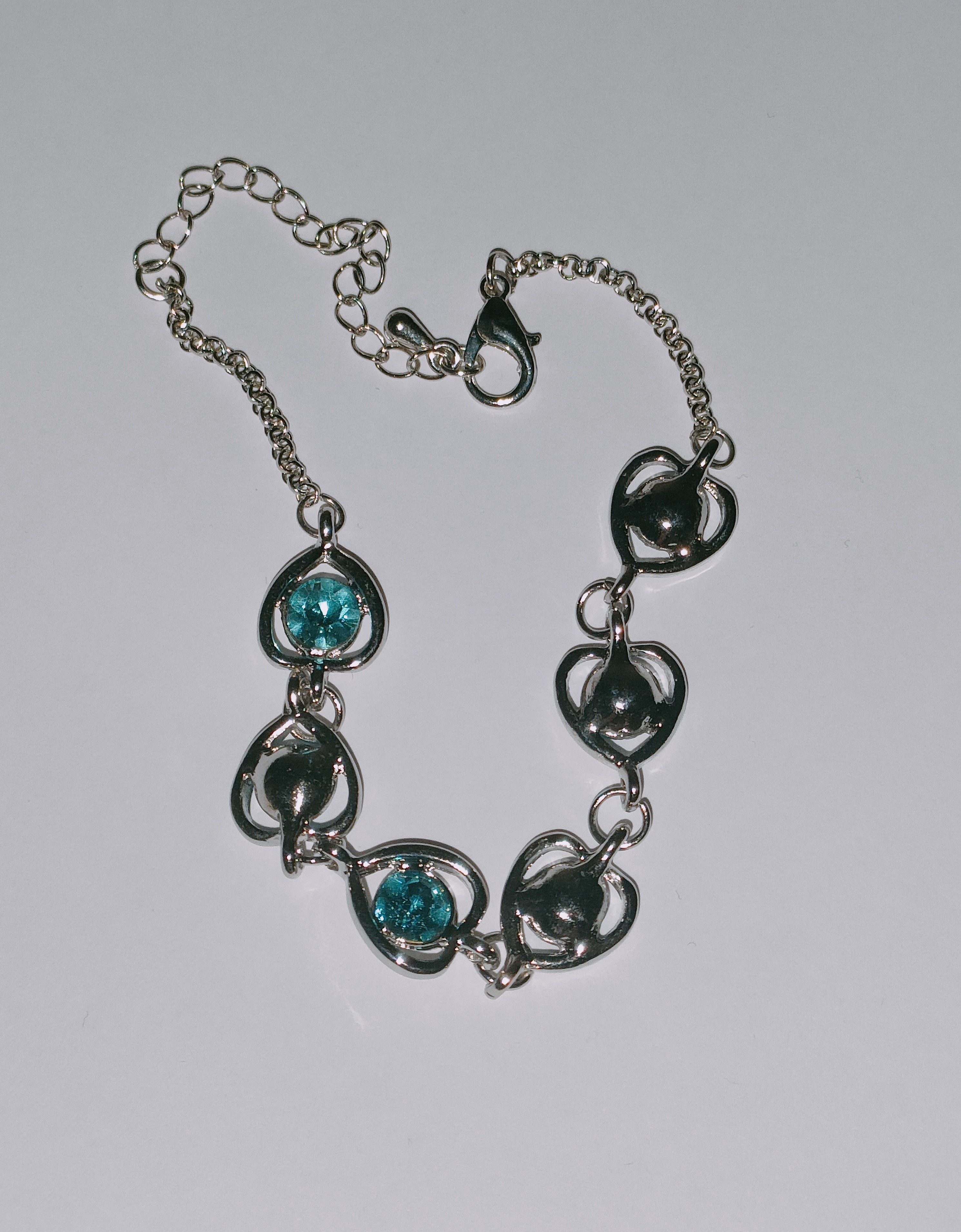 4-Piece Teal/Blue Matching Crystal Heart Jewellery Gift Set