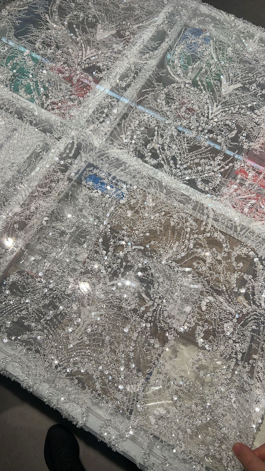 Embroidered Beaded Lace Fabric