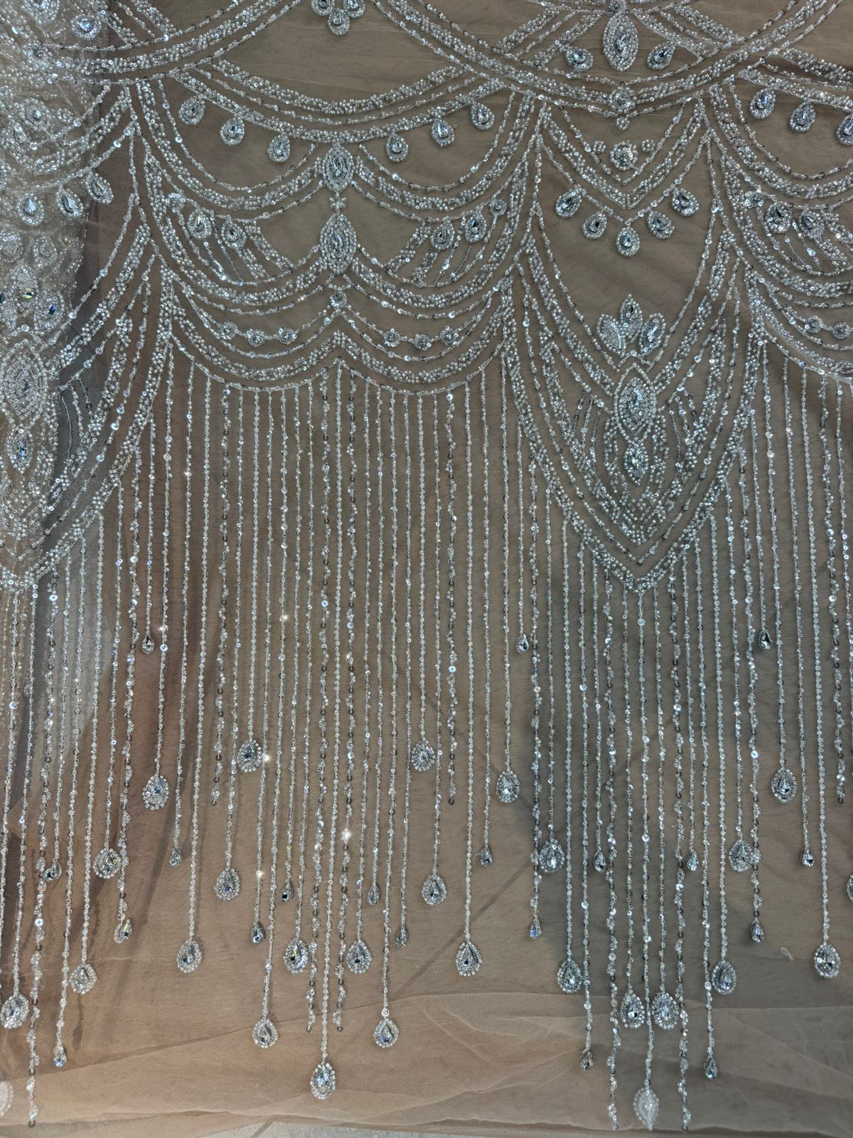 Embroidered Beaded Tulle Fabric