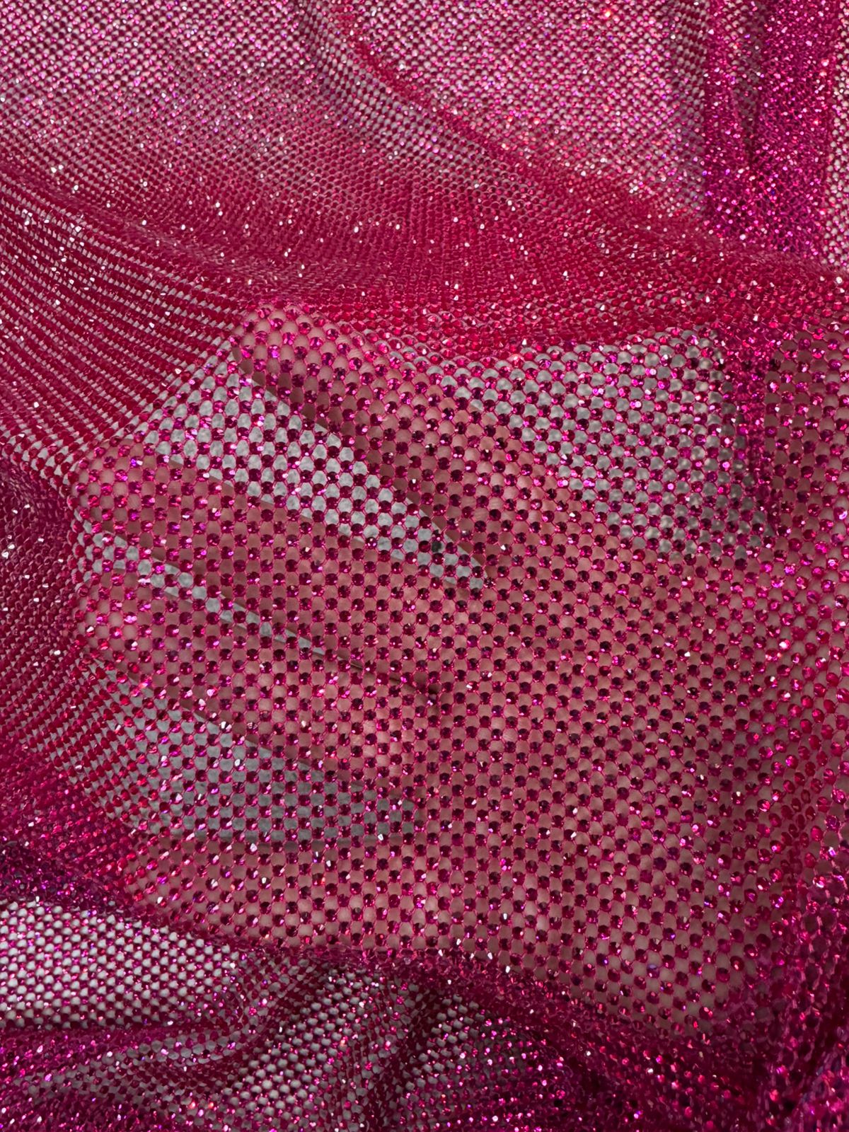 Sparkly Pink Mesh Fabric