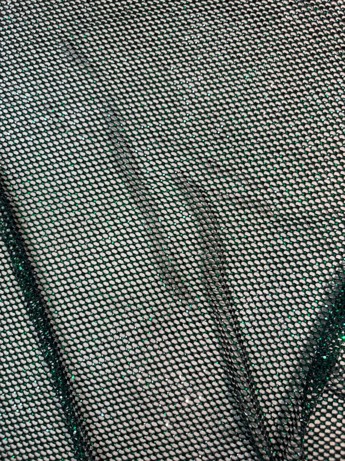 Green Metallic Mesh Fabric