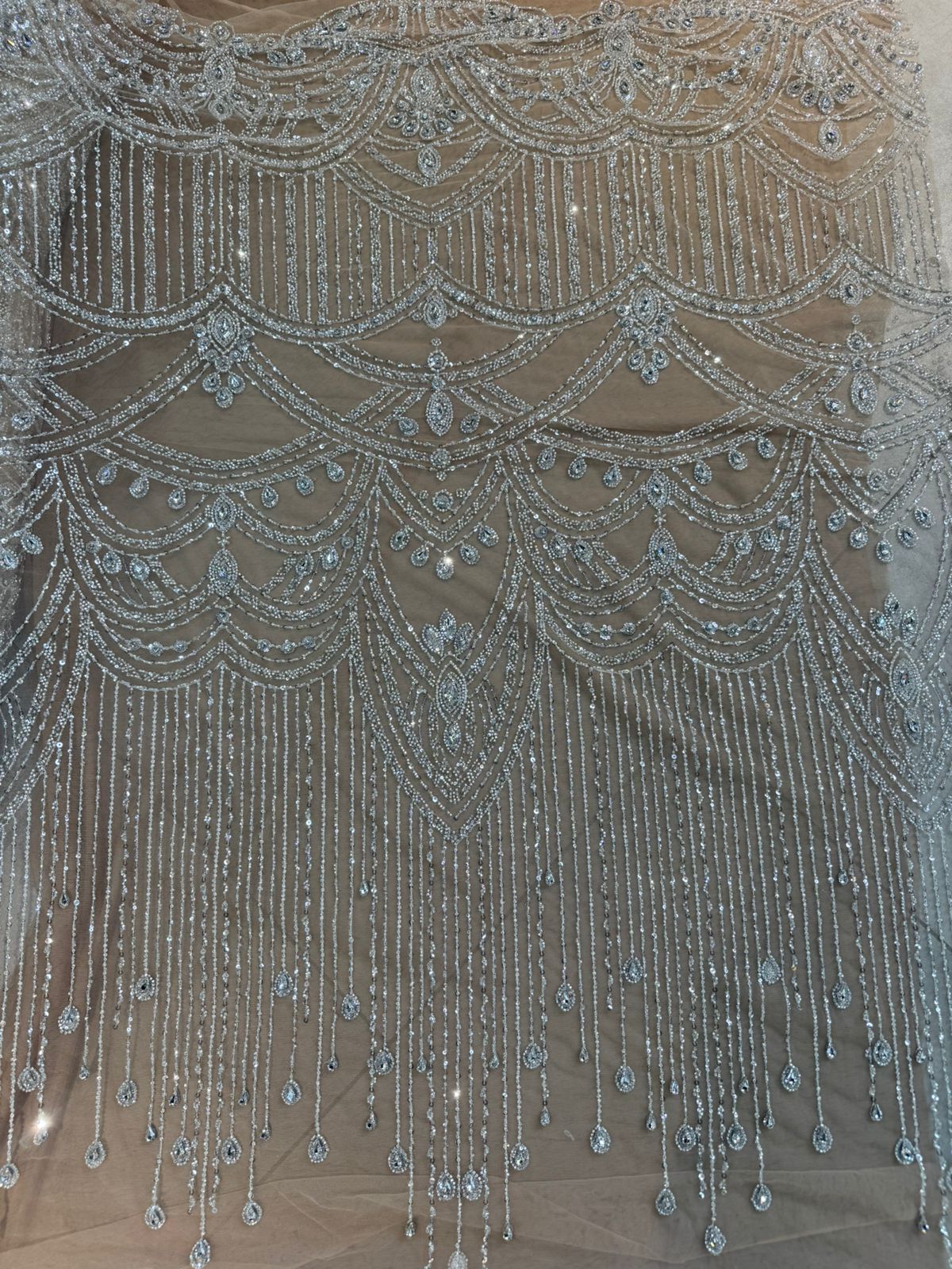 Embroidered Beaded Tulle Fabric