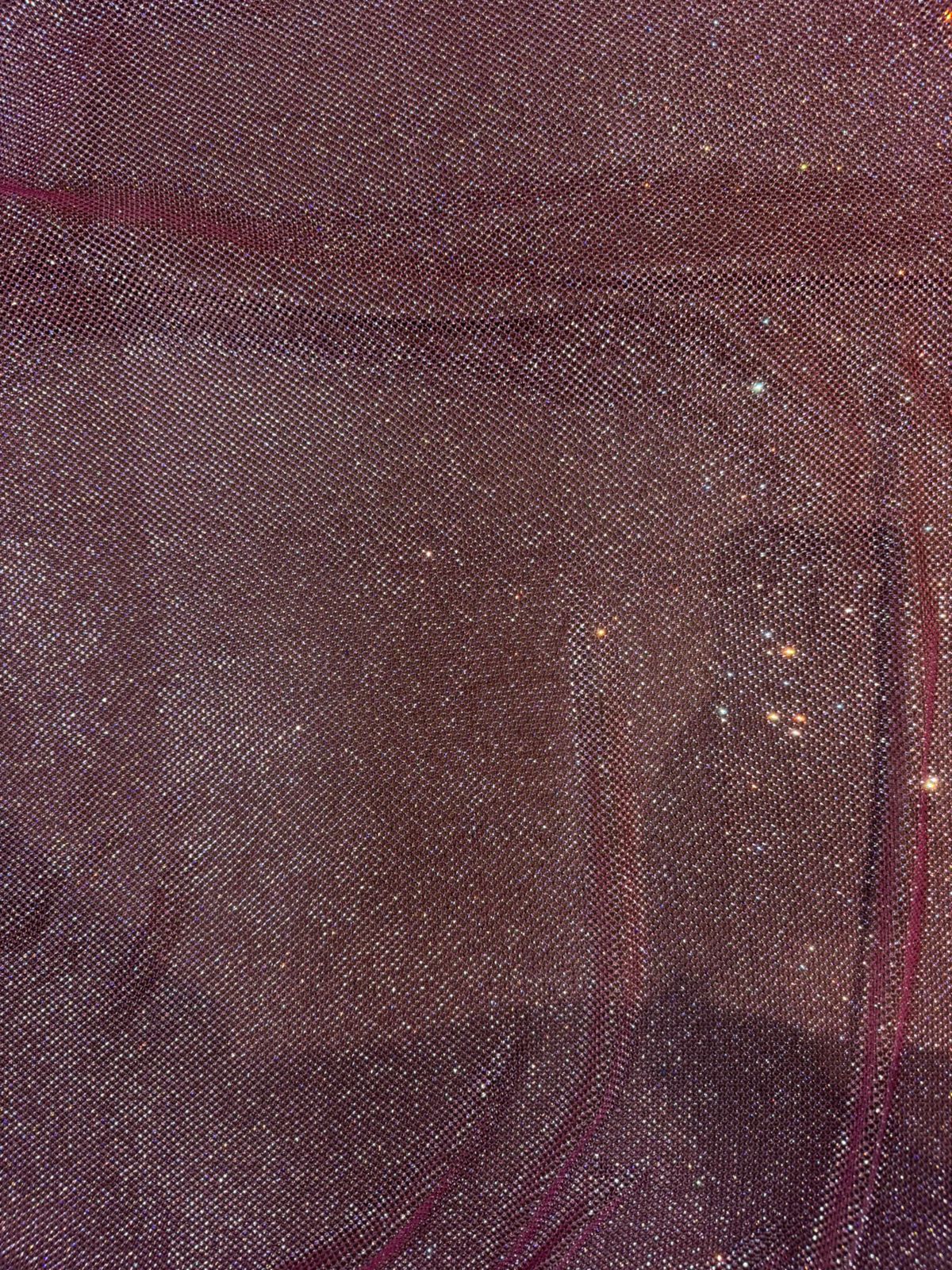 Purple Rhinestone Mesh Fabric