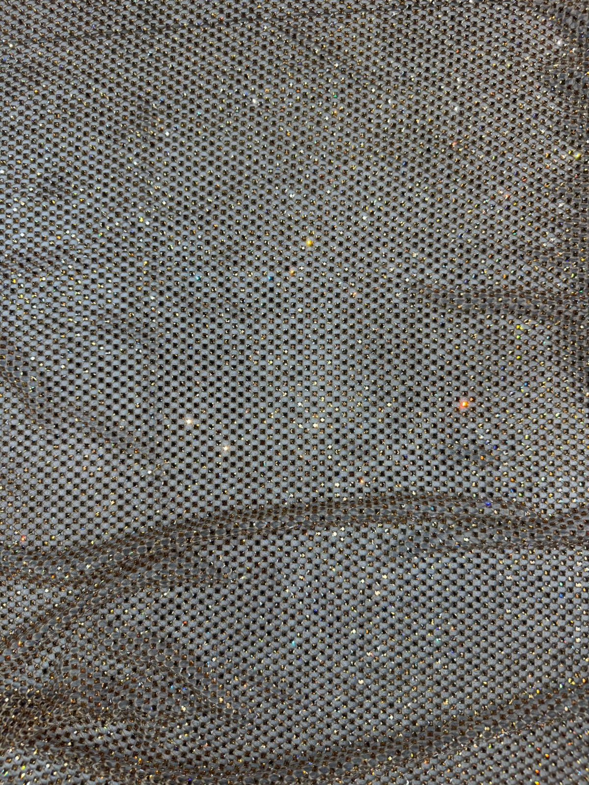 Gold Rhinestone Mesh Fabric