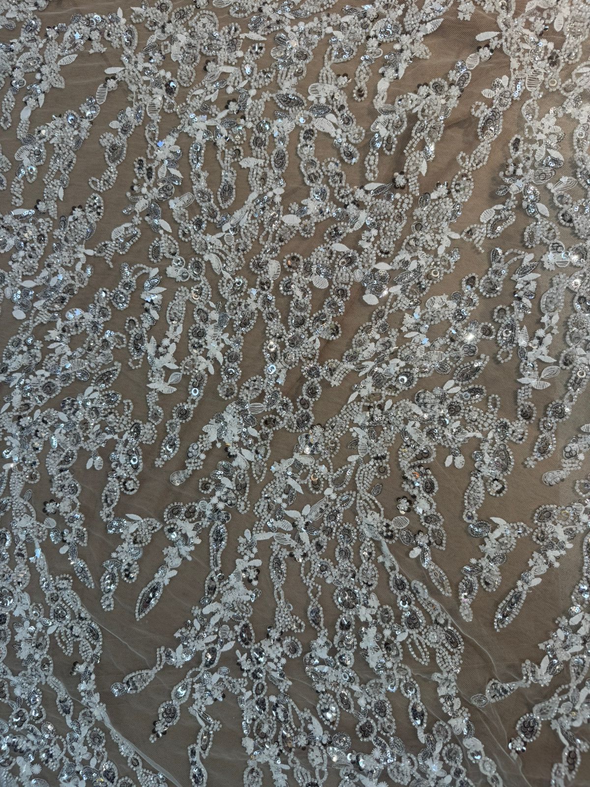 Sequin Embroidered Mesh Fabric