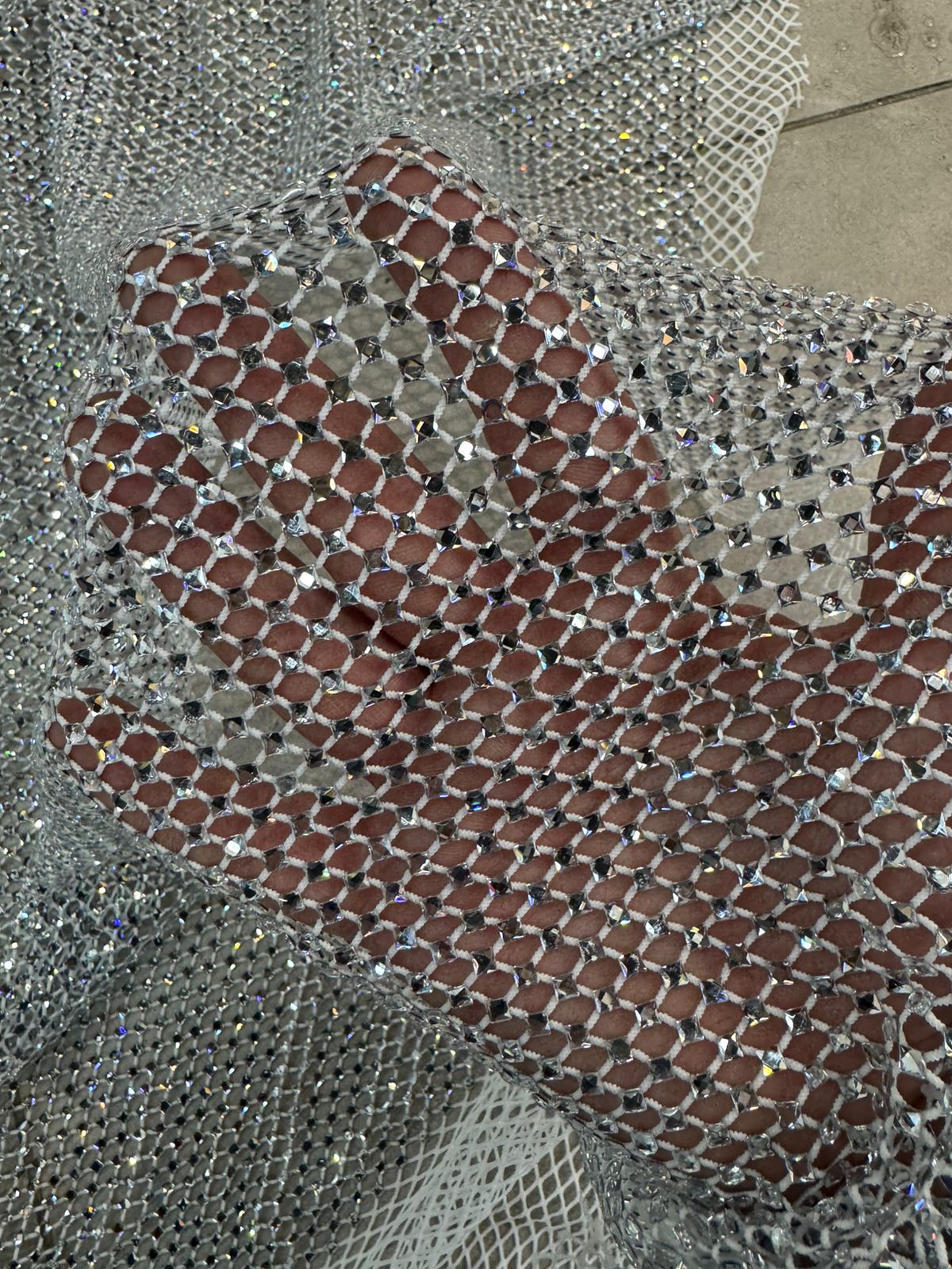 Crystal Rhinestone Mesh Fabric