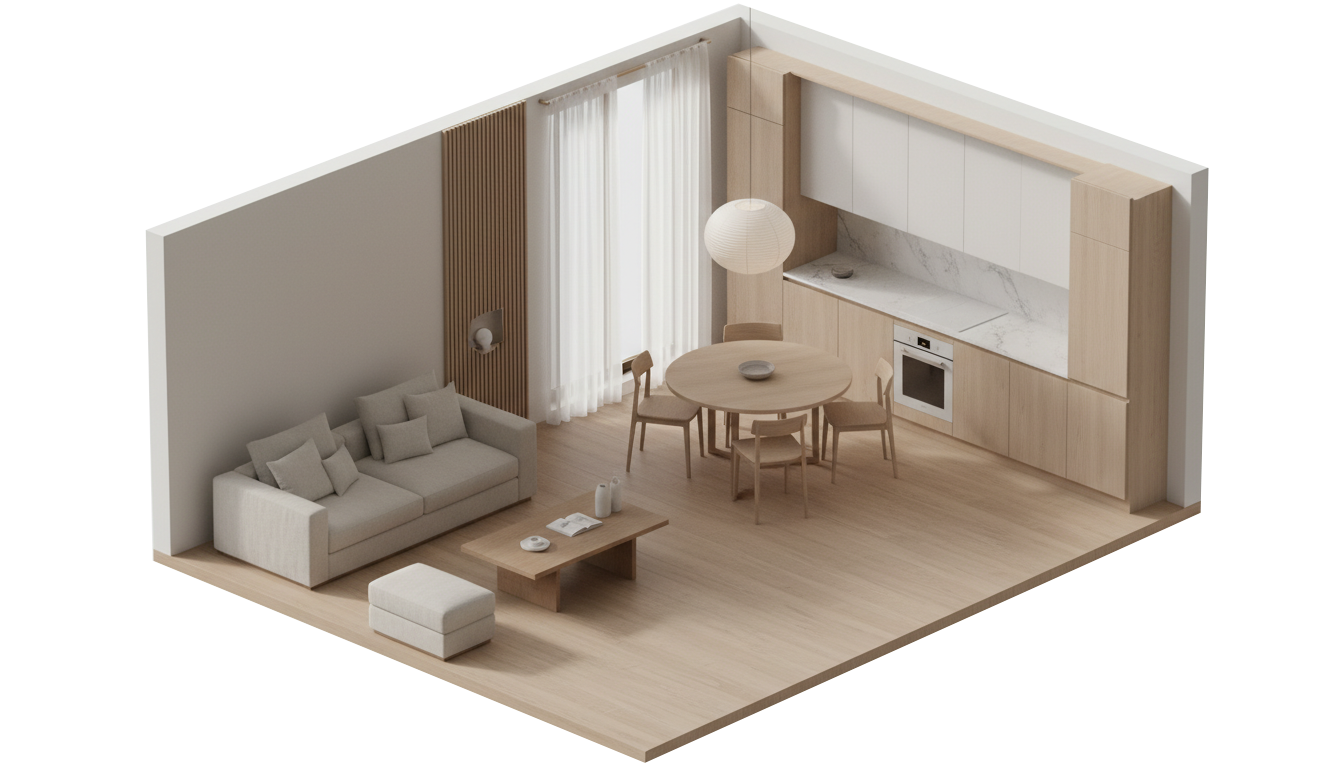 Reforma refúgio zen -  Pacote executivo - Apto de 60 m² até 79m²