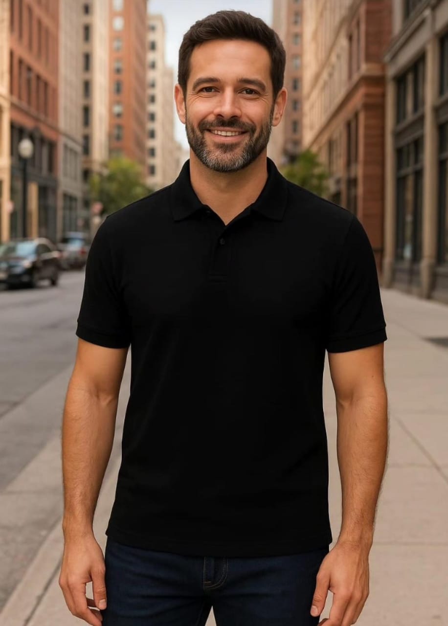 Camiseta polo preta masculina