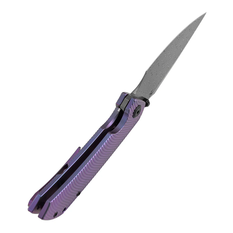 Kansept Fenrir | Frame Lock | Purple Anodized Titanium with Micro Milled Water Ripple Texture 